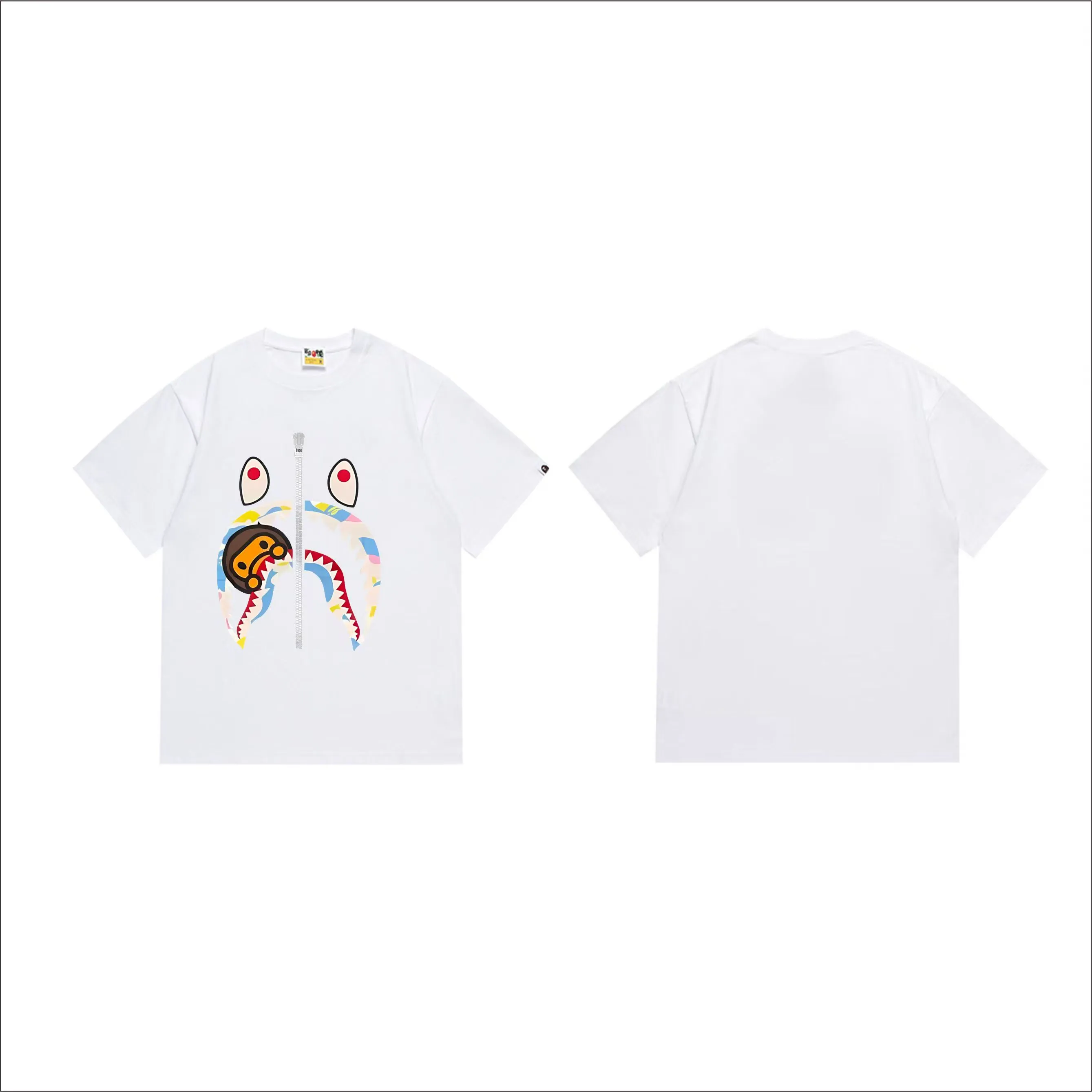 SC1013#p110💰 (top version) BAPE uses 260 grams of high-quality high-weave pure cotton fabric, double yarn combed, soft and non-pilling texture, imported environmentally friendly printing glue, bright and three-dimensional pattern, quality 💥Same style for men and women, the upper body is trendy Color: Black White Size: S M L XL XXL