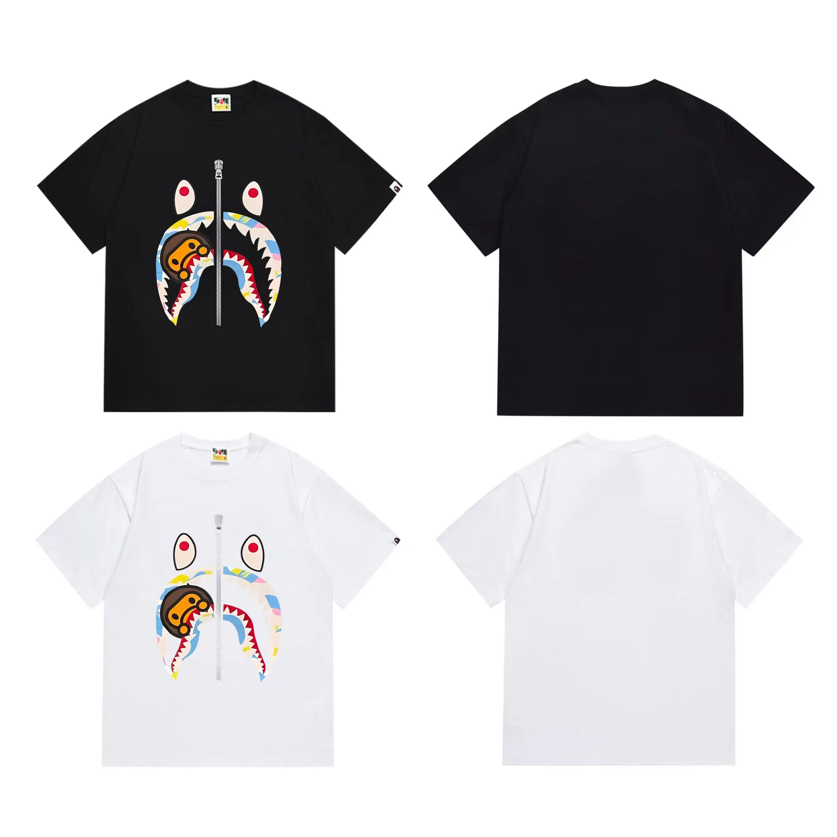 SC1013#p110💰 (top version) BAPE uses 260 grams of high-quality high-weave pure cotton fabric, double yarn combed, soft and non-pilling texture, imported environmentally friendly printing glue, bright and three-dimensional pattern, quality 💥Same style for men and women, the upper body is trendy Color: Black White Size: S M L XL XXL