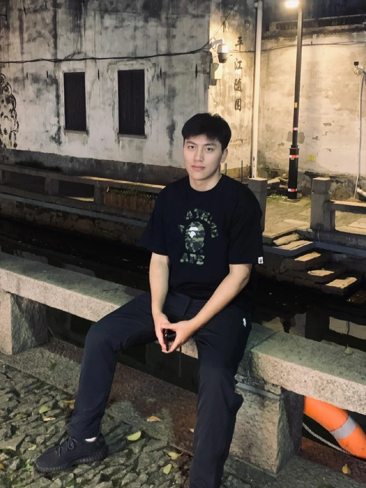 💰140 BAPE classic ape head letter camouflage print ZP version 280g weight linen cotton fabric Couple style: S-XXL [black and yellow, white and yellow, black and green, white and green]