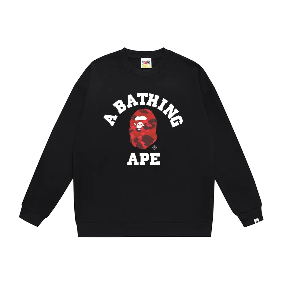 P150 model number SC453# terry 75 plus velvet 80 (top version) BAPE classic monogram monogram printed round neck sweatshirt. Made of 350 grams of large terry (drop shoulder large version) fabric. The texture is soft and non-pilling. Imported environmentally friendly printing glue. The pattern is bright and three-dimensional. Quality 💥Same style for men and women. The upper body is trendy. Color: black white gray Size: S M L XL XXL