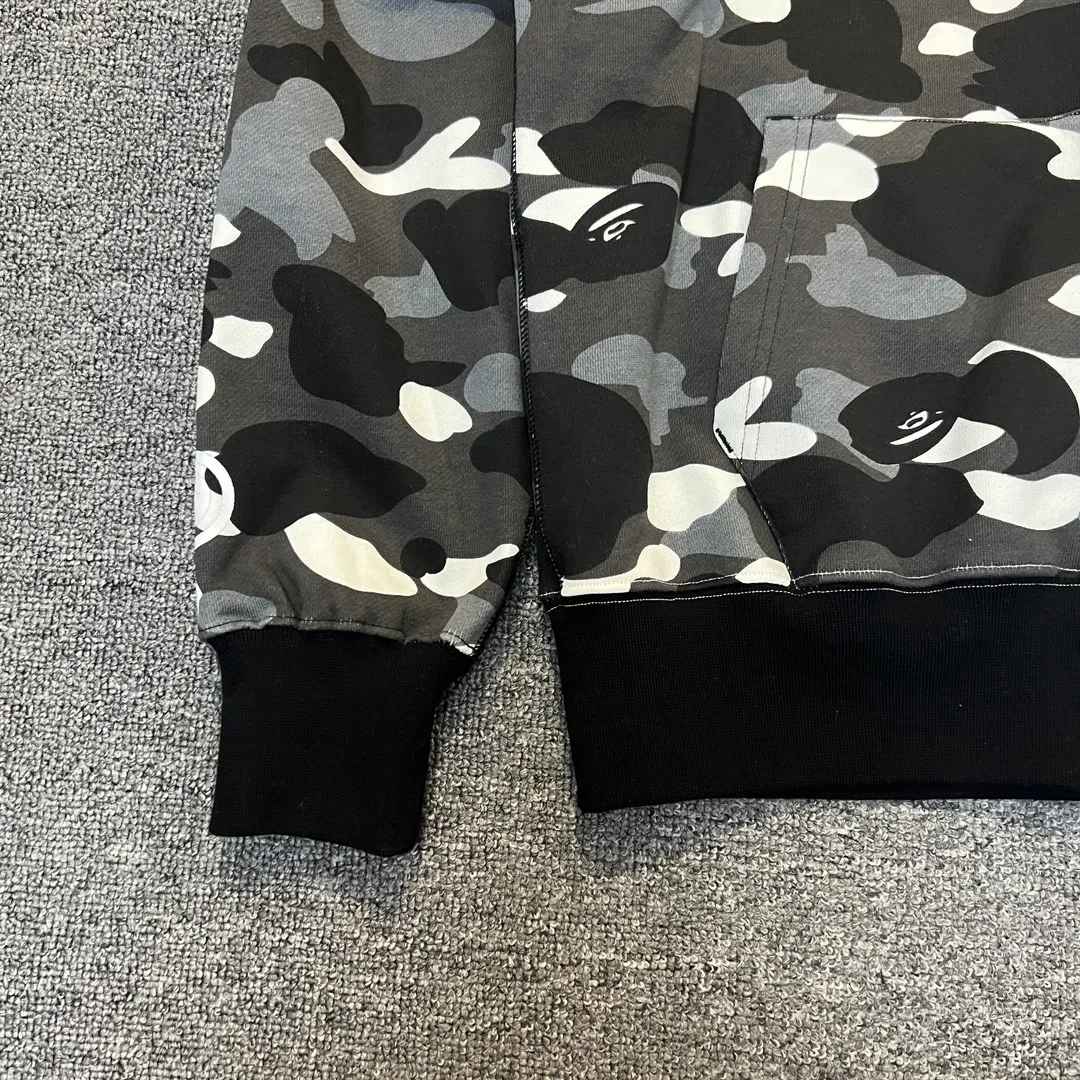 💰420 Bape shark yin and yang luminous camouflage customized fabric machine printed camouflage couple model: S—XXL [black and white]
