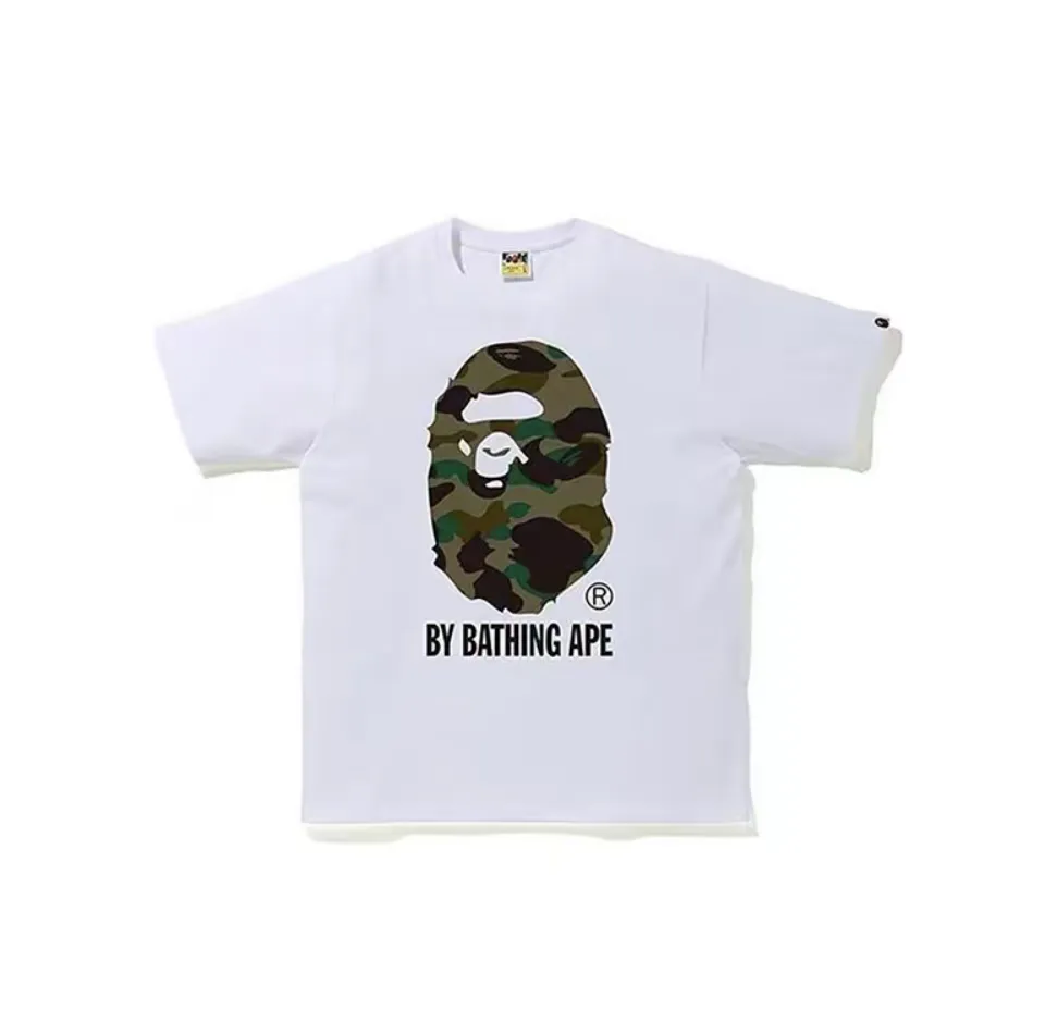P110 00129 BAPE 1st Camo By Bathing Tee camouflage ape head print short-sleeved T-shirt, same style for men and women, size smlxlxxl, black and green camouflage, black and yellow camouflage, white and green camouflage, white and yellow camouflage