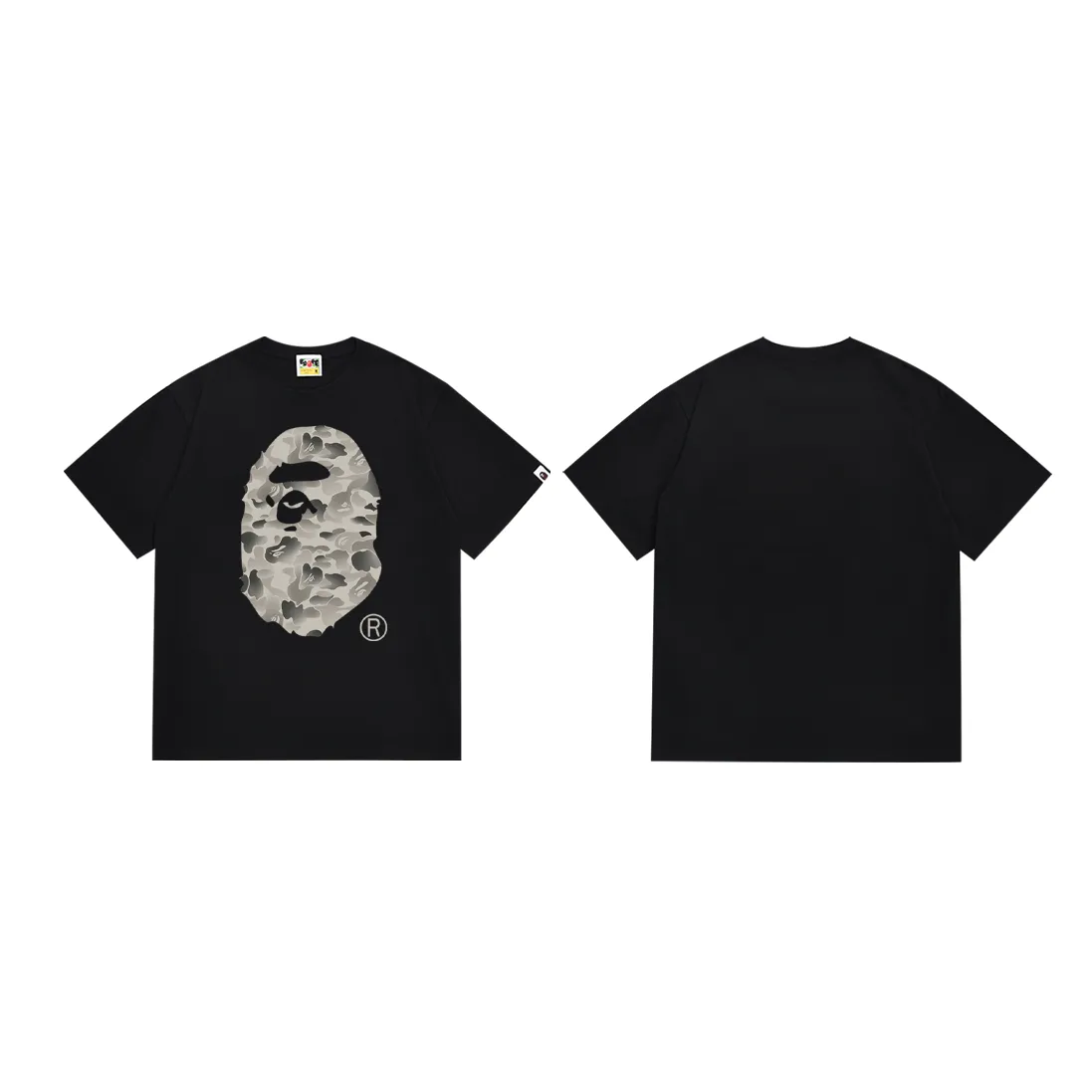 P110 SC042# (top version) BAPE 10th Anniversary Limited Ink Camouflage Great Ape Man Made of 260 grams of high-quality high-weave pure cotton fabric, double yarn combed, soft and non-pilling, imported environmentally friendly printing glue, bright and three-dimensional pattern, quality 💥Same style for men and women, the upper body is fashionable Color: Black White Size: S M L XL XXL