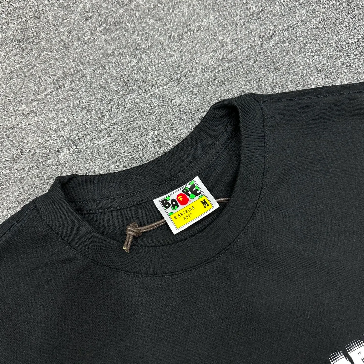 💰140 BAPE pixel letter printed pattern short-sleeved T-shirt 280g weight linen cotton fabric ZP version couple style: S-XXL [black gray]