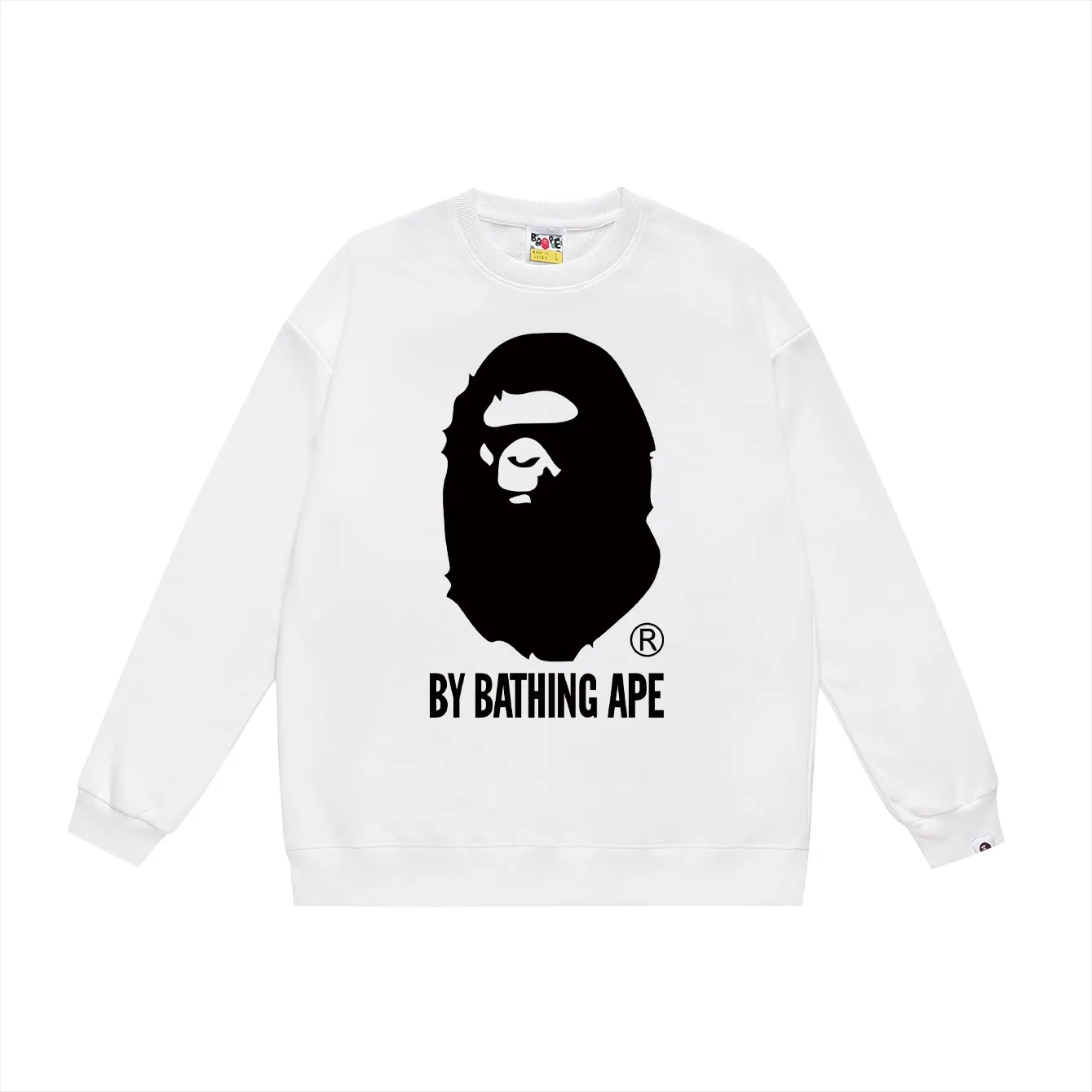 P150 model number SC464# terry 75 plus velvet 80 (top version) BAPE classic ape head letter printed round neck sweatshirt. Made of 350g large terry (drop shoulder large version) fabric, soft texture and no pilling. Imported environmentally friendly printing glue. Bright and three-dimensional pattern. Quality 💥Same style for men and women. The upper body is trendy. Color: black white gray Size: S M L XL XXL