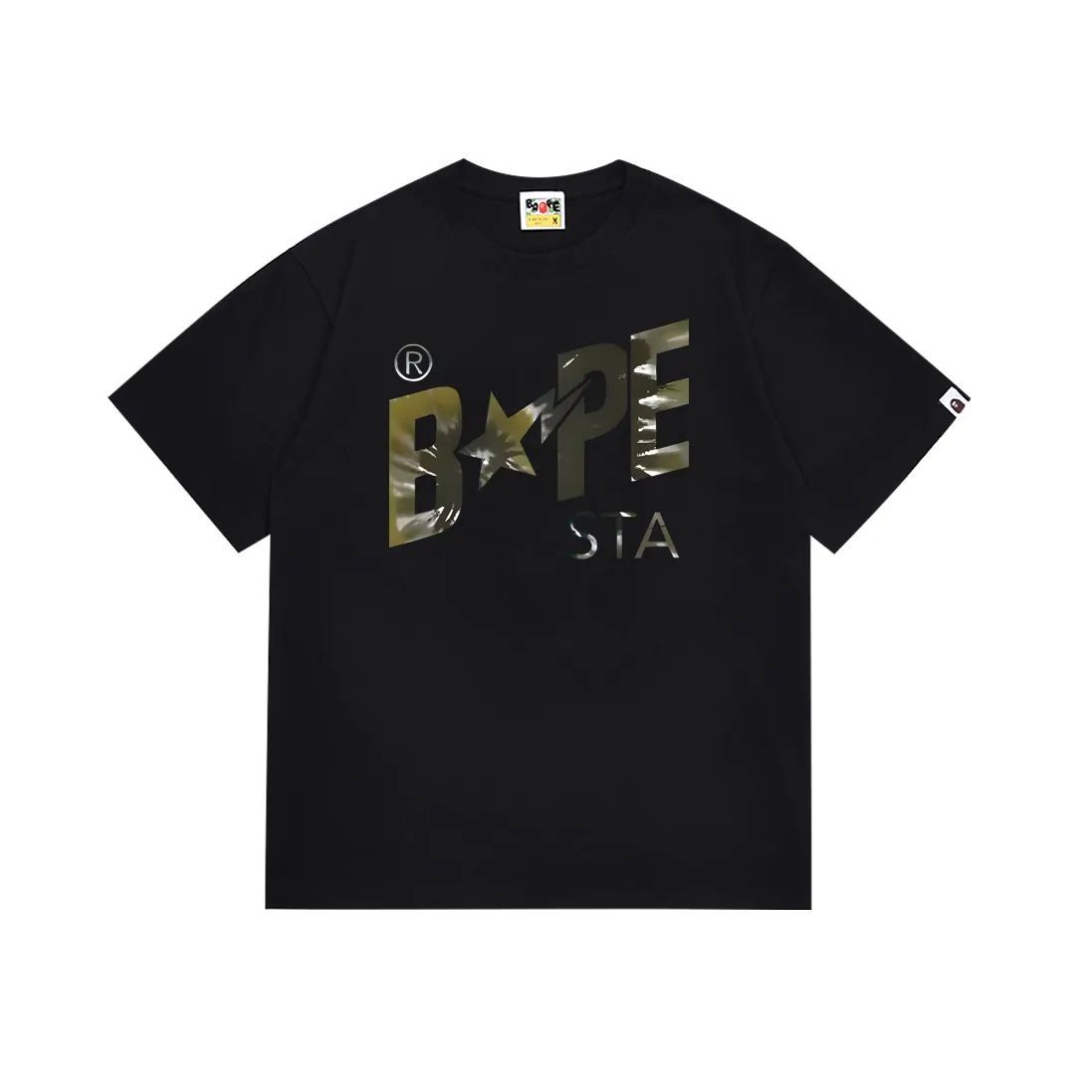 SC114#p110💰 (top version) BAPE tie-dye letter star printed short-sleeved T-shirt Made of 260 grams of high-quality high-weave pure cotton fabric, double yarn combed, soft texture and no pilling Imported environmentally friendly printing glue, bright and three-dimensional pattern, quality 💥Same style for men and women, the upper body is fashionable Color: black white Size: S M L XL XXL