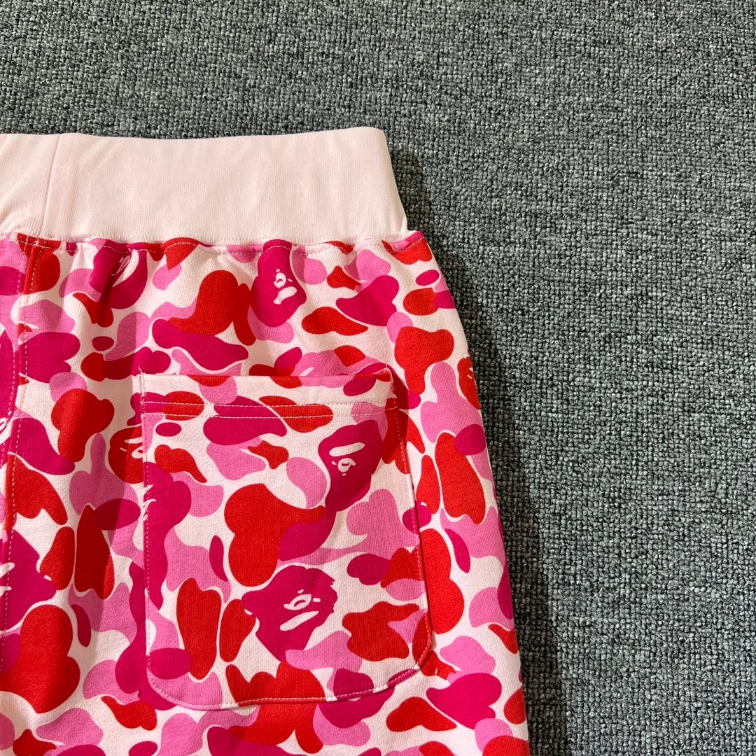 💰200 BAPE Camo Shark Shorts Abc Camo Shark Shorts 340g pure cotton custom fabric ZP version Couple style: M—XXL [Rose Pink]