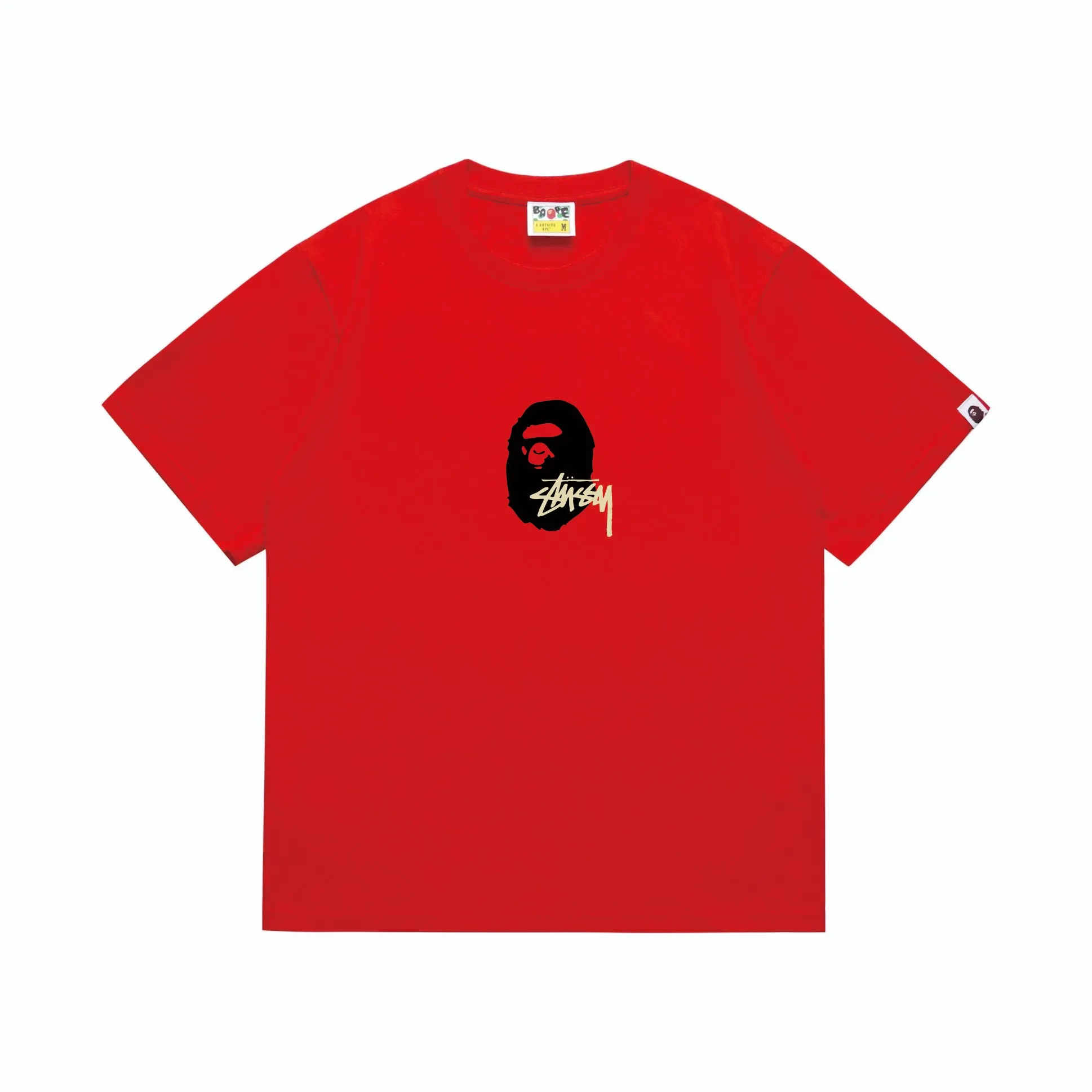 SC210#p110💰 (top version) BAPE×Stussy co-branded Stussy letter ape print T-shirt Made of 260 grams of high-quality high-weave pure cotton fabric, double yarn combed, soft texture and no pilling Imported environmentally friendly printing glue, bright and three-dimensional pattern, quality 💥Same style for men and women, the upper body is fashionable Color: black and yellow print, white and yellow print, gray and yellow print, pink and yellow print, red and yellow print, white and black print, pink and black print Red and black printing Gray and black printing White and purple printing Pink and purple printing Red and purple printing Gray and purple printing Size: S M L XL XXL