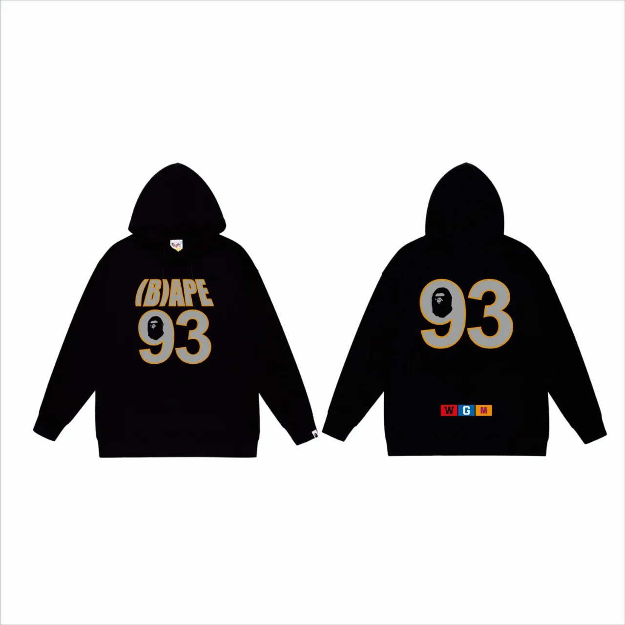 P160 model number SC830# terry 80 plus velvet 90 (top version) BAPE ape head WGM alphanumeric print pattern hooded sweatshirt. Made of 380g large terry (drop shoulder large version) fabric, soft texture and no pilling. Imported environmentally friendly printing glue. Bright and three-dimensional pattern. Quality 💥Same style for men and women. The upper body is trendy. Color: Black White Gray Size: S M L XL XXL