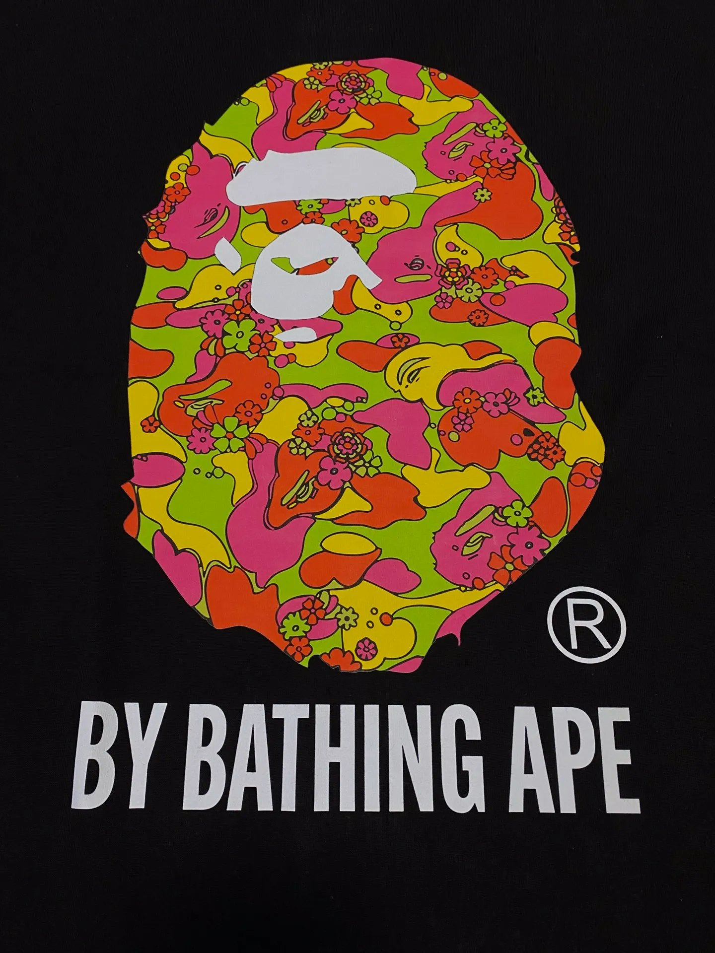 SC083#p110💰 (Top version) BAPE flower camouflage ape head letter printed short-sleeved T-shirt Made of 260 grams of high-quality high-weave pure cotton fabric, double yarn combed, soft and non-pilling texture, imported environmentally friendly printing glue, bright and three-dimensional pattern, quality 💥Same style for men and women, the upper body is fashionable Color: black white Size: S M L XL XXL