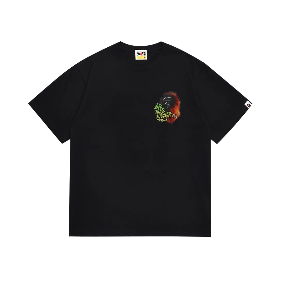 SC130#p110💰 (top version) BAPE ape head letter printed short-sleeved T-shirt Made of 260 grams of high-quality high-weave pure cotton fabric, double yarn combed, soft texture and no pilling Imported environmentally friendly printing glue, bright and three-dimensional pattern, quality 💥Same style for men and women, the upper body is fashionable Color: black white Size: S M L XL XXL