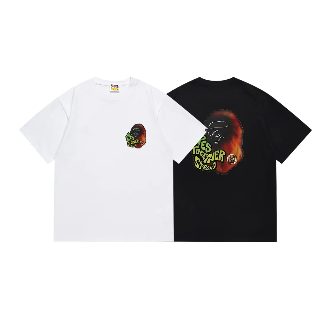 SC130#p110💰 (top version) BAPE ape head letter printed short-sleeved T-shirt Made of 260 grams of high-quality high-weave pure cotton fabric, double yarn combed, soft texture and no pilling Imported environmentally friendly printing glue, bright and three-dimensional pattern, quality 💥Same style for men and women, the upper body is fashionable Color: black white Size: S M L XL XXL