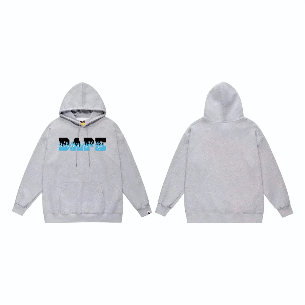 P160 model number SC837# terry 80 plus velvet 90 (top version) BAPE flame letter print pattern hooded sweatshirt. Made of 380 grams of large terry (drop shoulder large version) fabric. The texture is soft and non-pilling. Imported environmentally friendly printing glue. The pattern is bright and three-dimensional. Quality 💥Same style for men and women. The upper body is trendy. Color: black white gray Size: S M L XL XXL