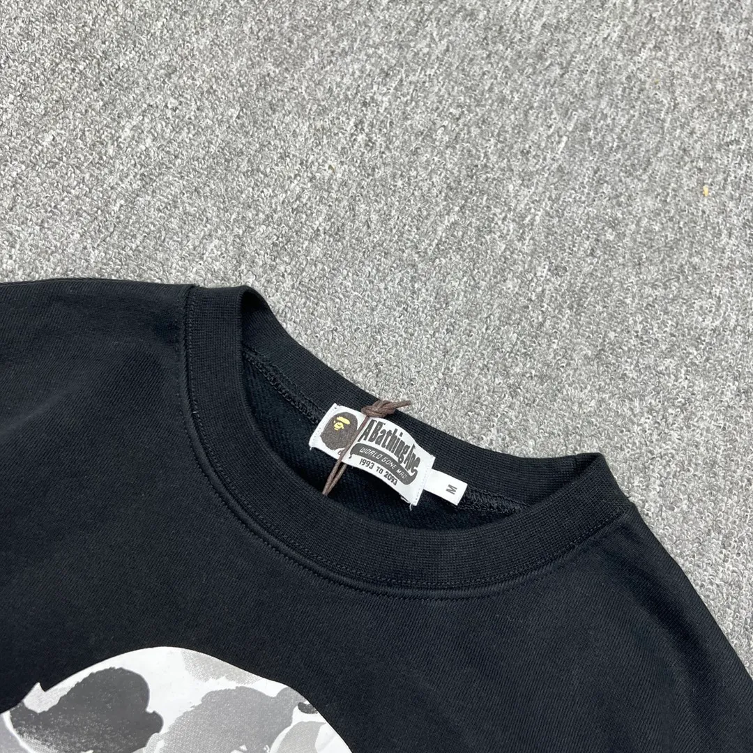 💰250 Bape 11th Anniversary Ink Camouflage Ape Head Letter Print Customized Fabric High Quality Couple Style: S—XXL [Gray Black]