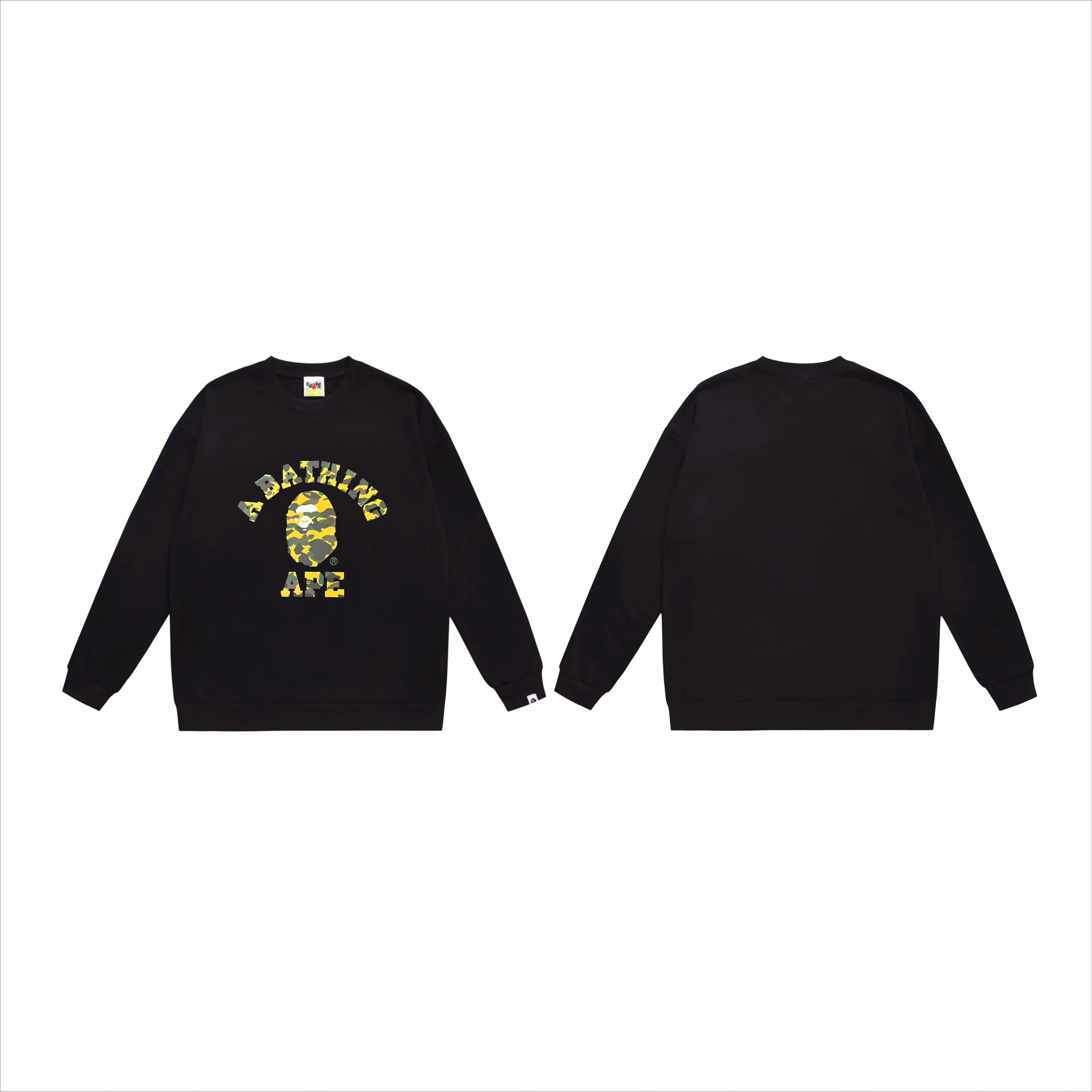 P170 model number SC549# terry 80 plus velvet 85 (top version) BAPE camouflage ape head letter print pattern round neck sweatshirt Made of 350g large terry (drop shoulder large version) fabric, soft texture and no pilling Imported environmentally friendly printing glue, bright and three-dimensional pattern, quality 💥Same style for men and women, the upper body is fashionable Color: black camouflage white camouflage gray camouflage black and red white red gray red black blue white blue Gray blue Black purple White purple Gray purple Black and yellow White and yellow Gray and yellow Size: S M L XL XXL