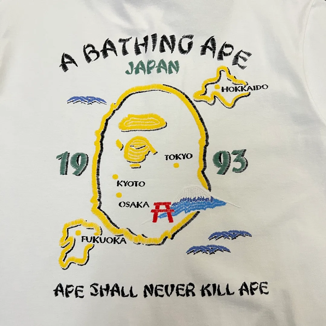 💰140 Bape SOUVENIR Yokosuka ape head on the back, foam rubber printing, 280g weight linen cotton fabric, ZP version, couple style: S—XXL [black and white]