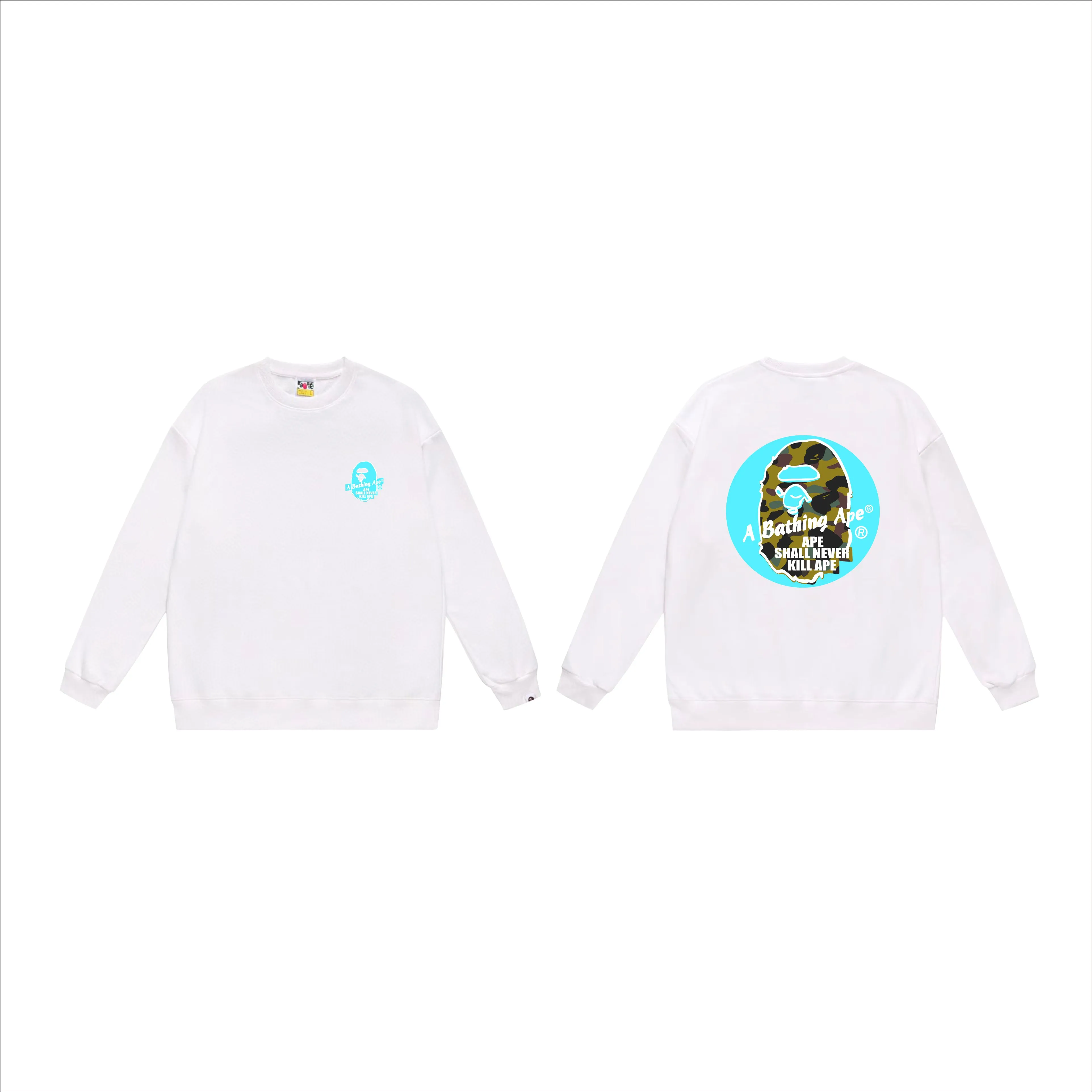 P150 model number SC505# terry 75 plus velvet 80 (top version) BAPE×STUSSY co-branded Stussy letter round neck sweatshirt Made of 350g large terry (drop shoulder large version) fabric, soft and non-pilling, imported environmentally friendly printing glue, bright and three-dimensional pattern, quality 💥Same style for men and women, the upper body is fashionable Color: black and blue, white and blue, gray and blue, black and red, white and red, gray and red Size: S M L XL XXL