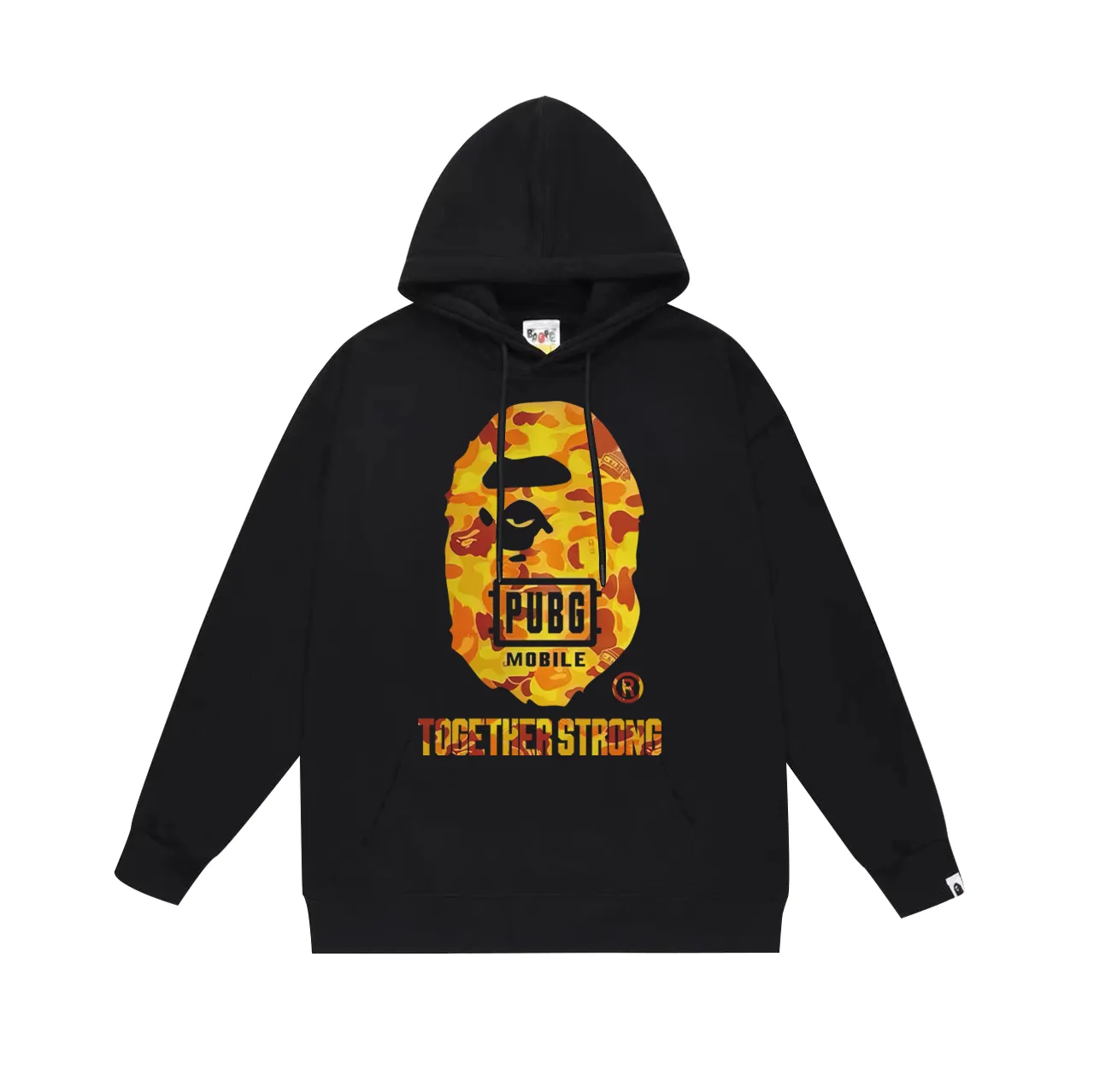 P160 model number SC772# terry 80 plus velvet 90 (top version) BAPE Peace Elite chicken joint orange camouflage great ape head hooded sweatshirt Made of 380g large terry (drop shoulder large version) fabric, soft and non-pilling texture, imported environmentally friendly printing glue, bright and three-dimensional pattern, quality 💥Same style for men and women, the upper body is fashionable Color: black white gray Size: S M L XL XXL