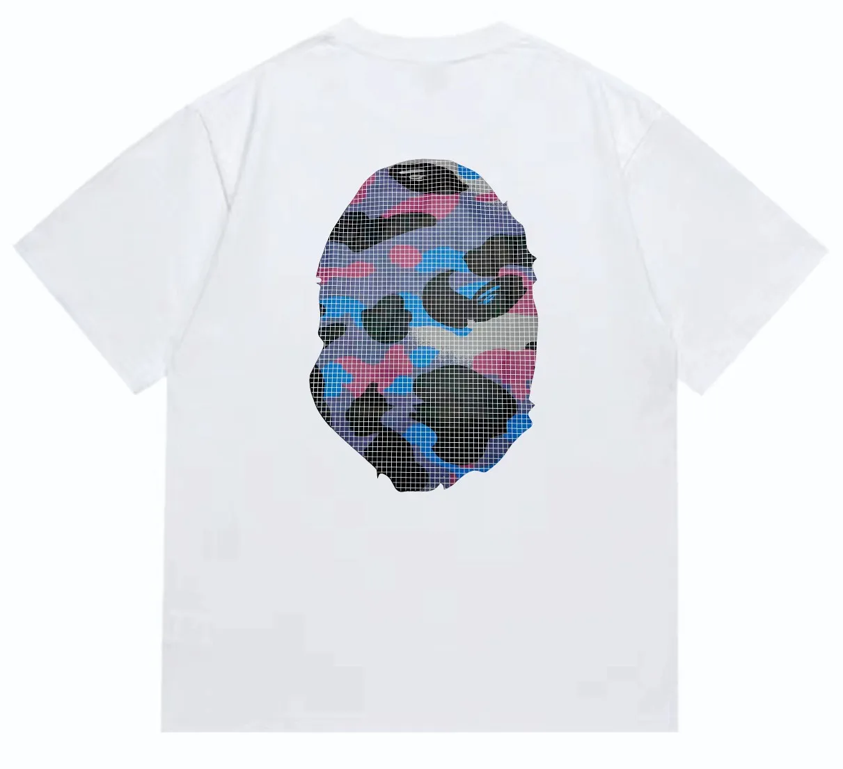 SC245#p110💰 (Top version) BAPE mesh camouflage ape head double-sided printed short-sleeved T-shirt Made of 260 grams of high-quality high-weave pure cotton fabric, double yarn combed, soft texture and no pilling Imported environmentally friendly printing glue, bright and three-dimensional pattern, quality 💥Same style for men and women, the upper body is fashionable Color: black white Size: S M L XL XXL