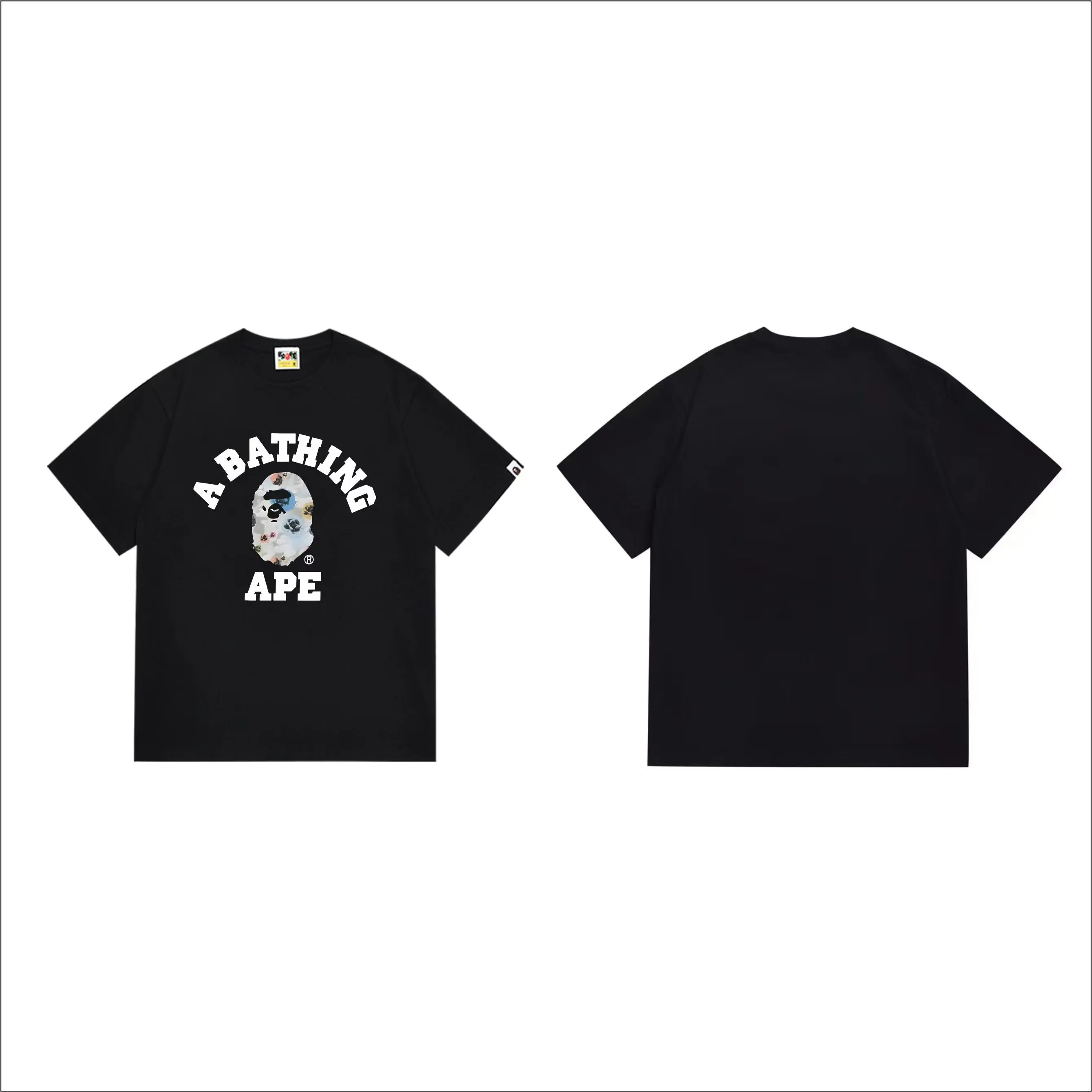 SC293#p110💰 (top version) BAPE uses 260 grams of high-quality high-weave pure cotton fabric, double yarn combed, soft and non-pilling texture, imported environmentally friendly printing glue, bright and three-dimensional pattern, quality 💥Same style for men and women, the upper body is fashionable Color: black white Size: S M L XL XXL