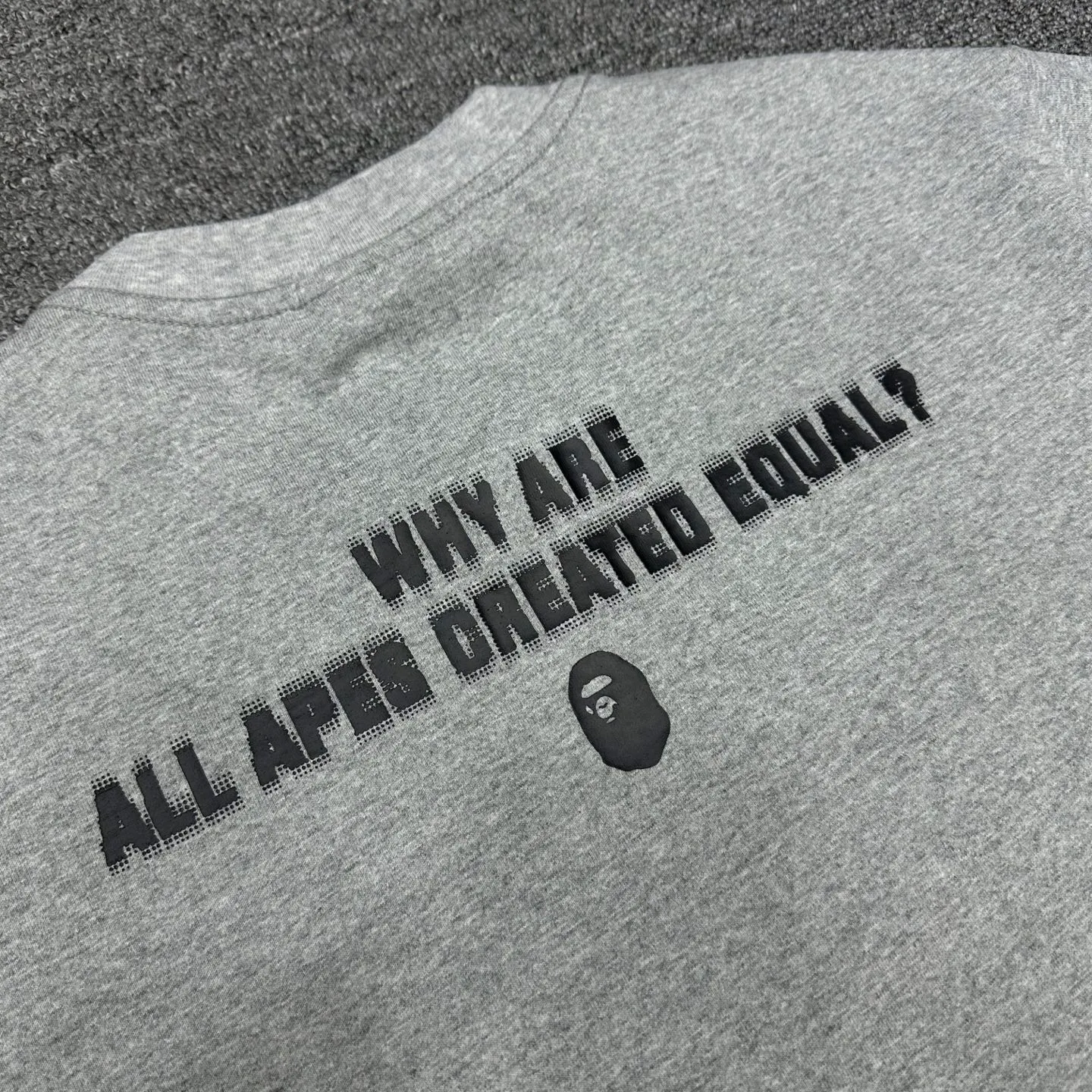 💰140 BAPE pixel letter printed pattern short-sleeved T-shirt 280g weight linen cotton fabric ZP version couple style: S-XXL [black gray]