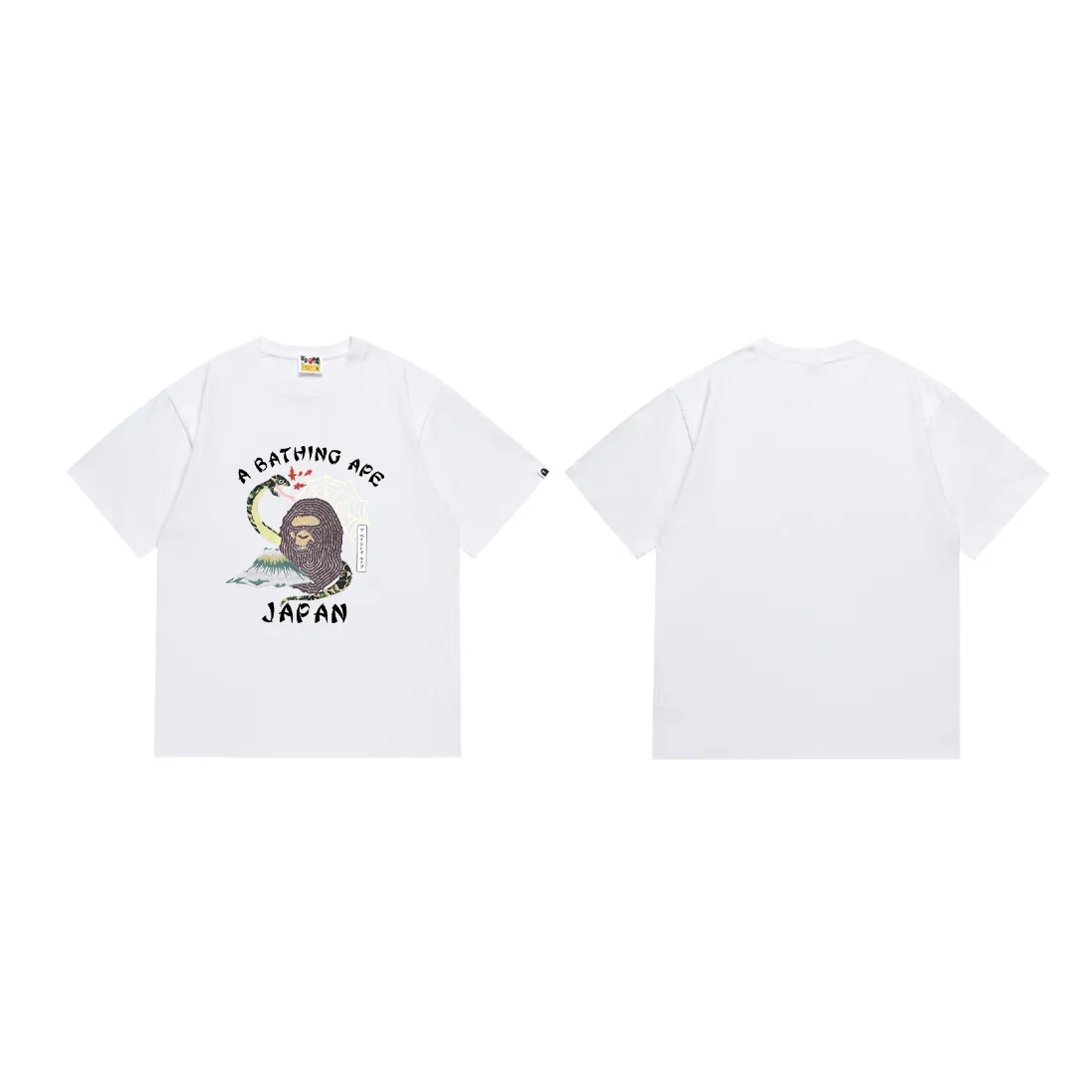 SC220#p110💰 (Top version) BAPE camouflage snake ape human head Mount Fuji commemorative printed T-shirt Made of 260 grams of high-quality high-weave pure cotton fabric, double yarn combed, soft texture and no pilling Imported environmentally friendly printing glue, bright and three-dimensional pattern, quality 💥Same style for men and women, the upper body is fashionable Color: black white Size: S M L XL XXL
