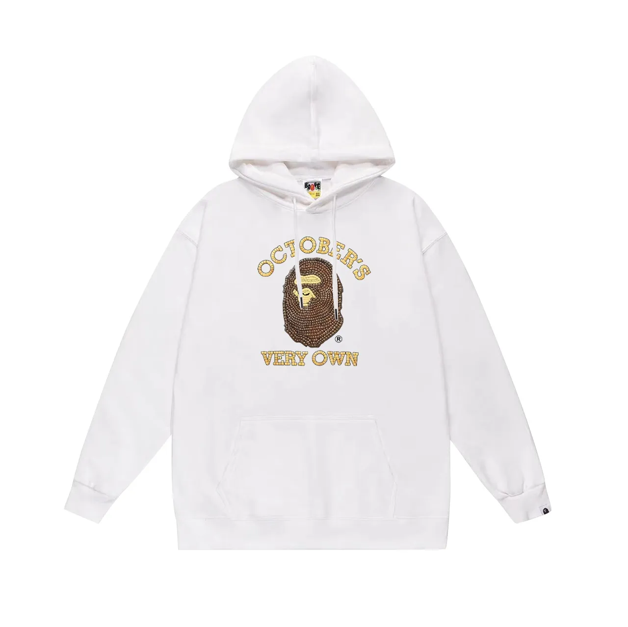 Model No. SC738# Terry p160 plus velvet 180💰 (top version) BAPE✖️OVO co-branded ape head monogram hooded sweatshirt. Made of 380g large terry (drop shoulder large version) fabric. The texture is soft and non-pilling. Imported environmentally friendly printing glue. The pattern is bright and three-dimensional. The quality is the same for men and women. The upper body is trendy. Color: black white gray Size: S M L XL XXL