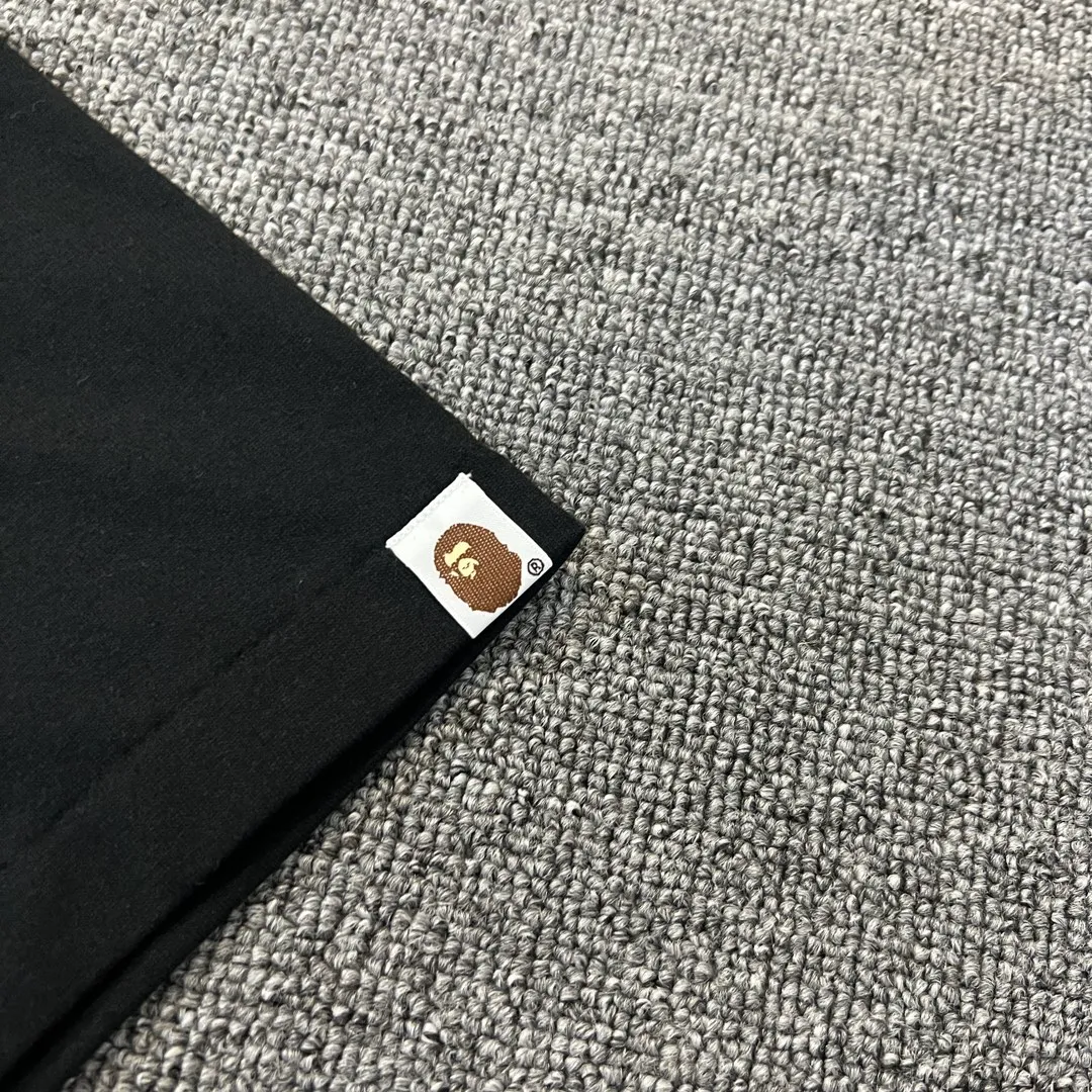 💰140 BAPE classic embroidered ape badge ZP version 280g weight linen cotton fabric Couple model: S-XXL [Black White Rice Apricot Navy]