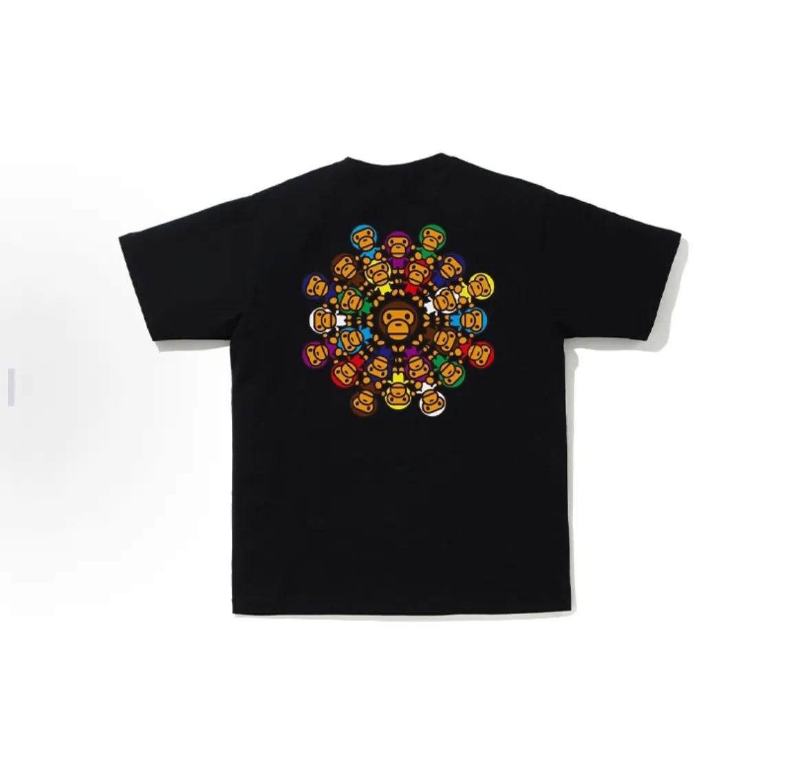 P110 001021 BAPE Milo circle printed short-sleeved T-shirt, same style for men and women, size smlxlxxl, black and white