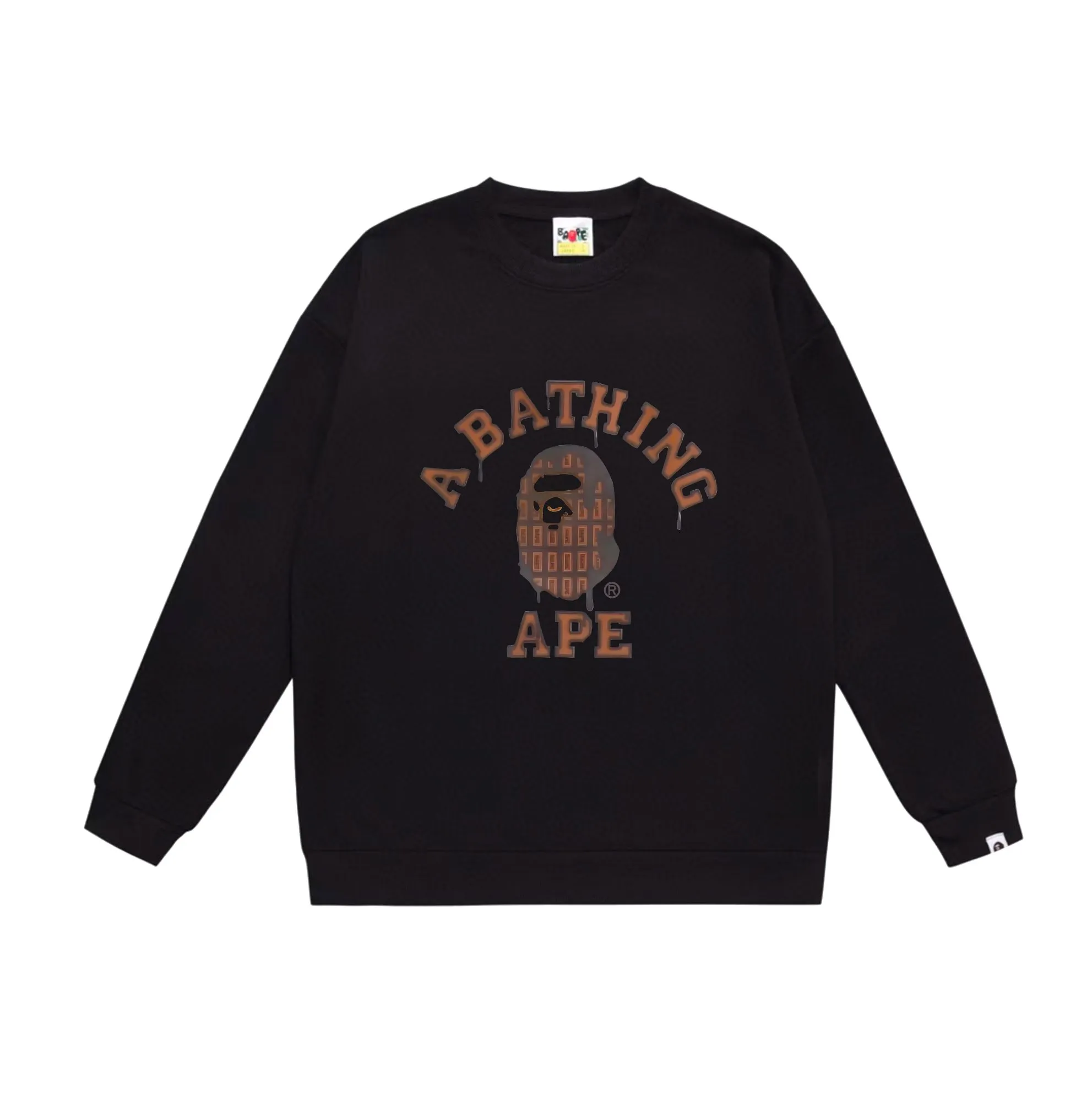 P170 model number SC567# terry 80 plus velvet 85 (top version) BAPE chocolate ape head pattern printed round neck sweatshirt Made of 350g large terry (drop shoulder large version) fabric, soft and non-pilling, imported environmentally friendly printing glue, bright and three-dimensional pattern, quality 💥Same style for men and women, the upper body is fashionable Color: black white gray Size: S M L XL XXL