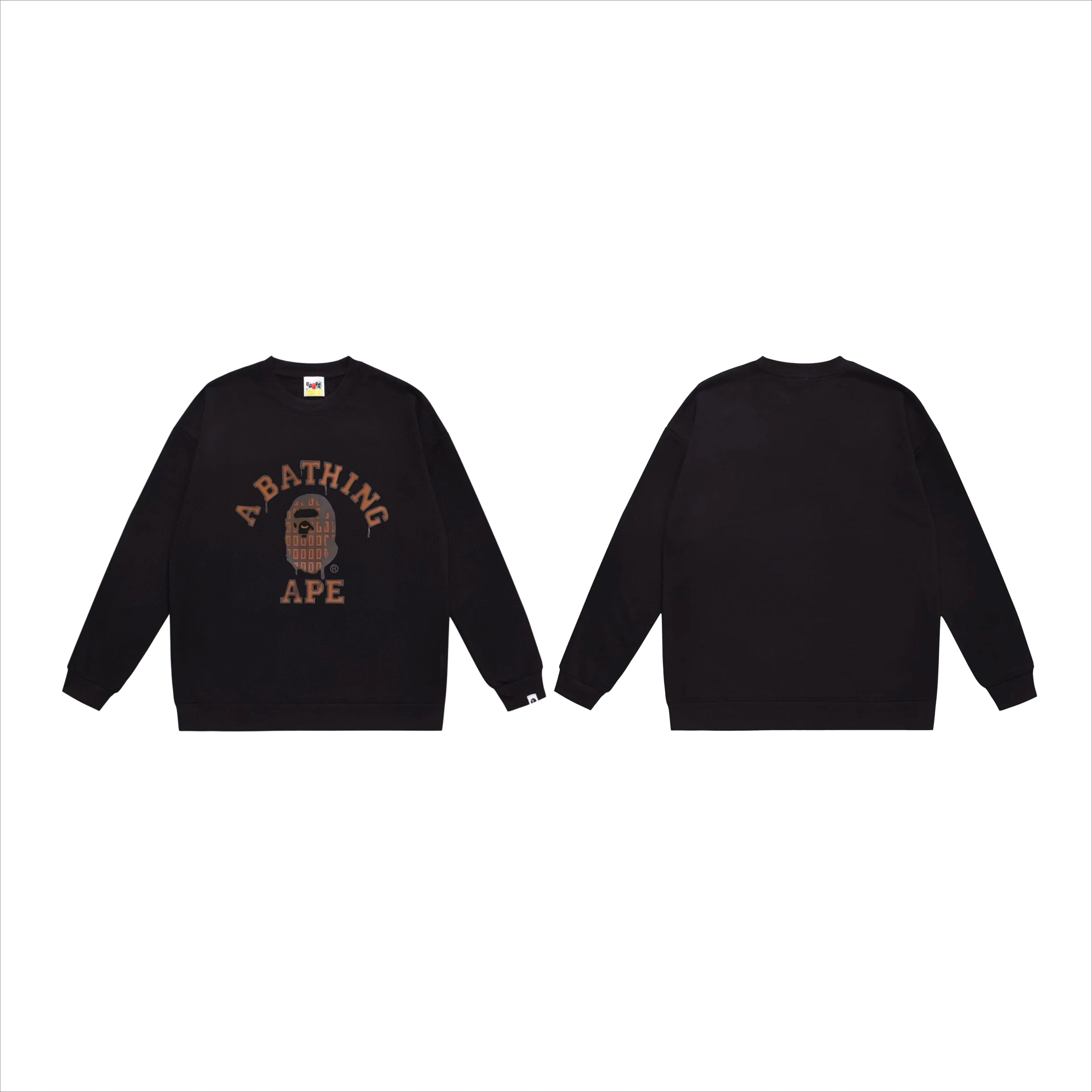 P170 model number SC567# terry 80 plus velvet 85 (top version) BAPE chocolate ape head pattern printed round neck sweatshirt Made of 350g large terry (drop shoulder large version) fabric, soft and non-pilling, imported environmentally friendly printing glue, bright and three-dimensional pattern, quality 💥Same style for men and women, the upper body is fashionable Color: black white gray Size: S M L XL XXL