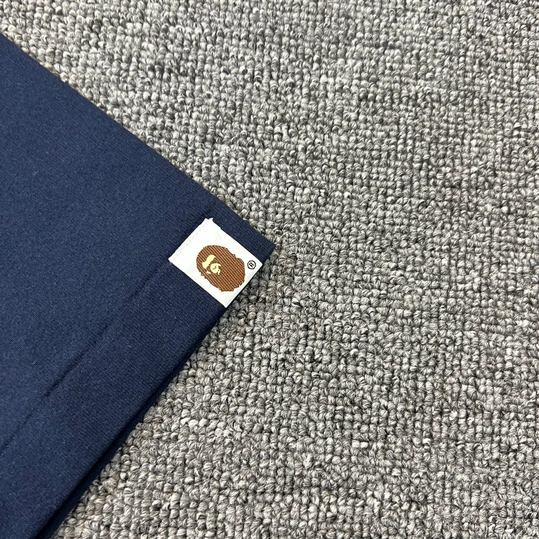 💰140 BAPE classic embroidered ape badge ZP version 280g weight linen cotton fabric Couple model: S-XXL [Black White Rice Apricot Navy]