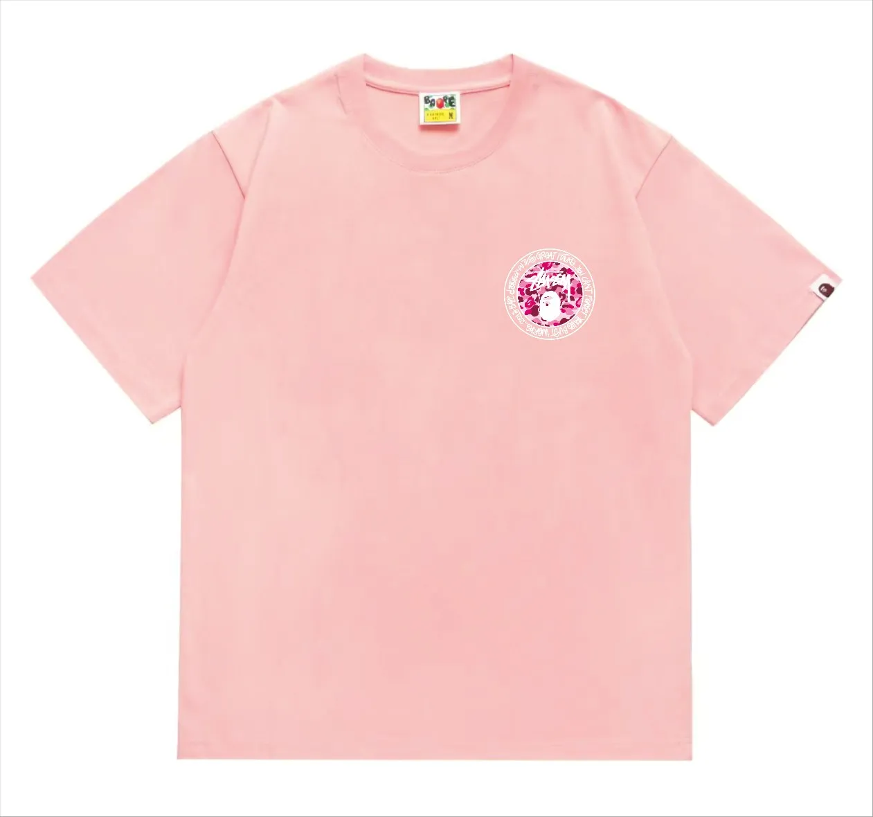 SC216#p110💰 (Top version) BAPE×Stussy co-branded Stussy letter ape print T-shirt Made of 260 grams of high-quality high-weave pure cotton fabric, double yarn combed, soft texture without pilling, imported environmentally friendly printing glue, bright and three-dimensional pattern, quality 💥Same style for men and women, the upper body is fashionable Color: black and white print, gray and white print, pink and white print, red and white print, white and black print, gray and black print, red and black print Pink and black print Size: S M L XL XXL