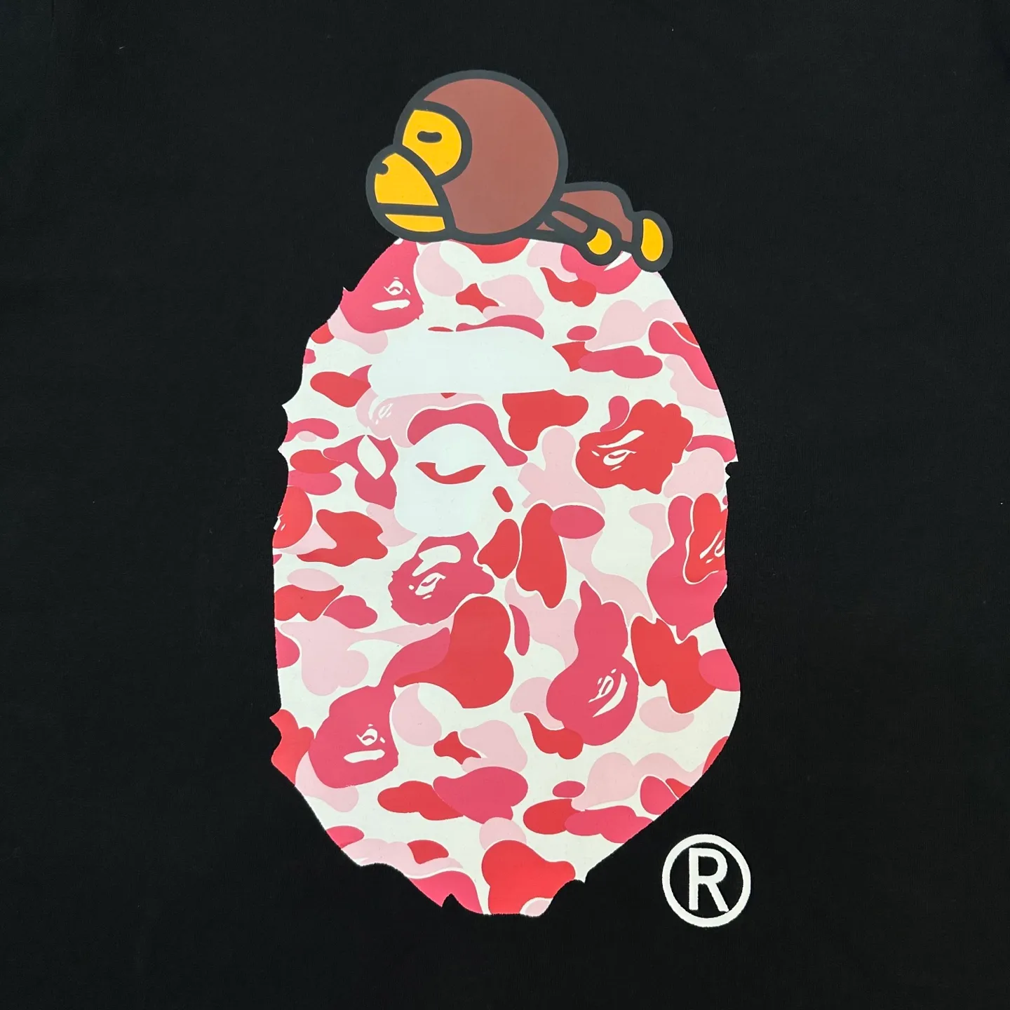 💰140 BAPE SS25 ABC CAMO series Cartoon ape orangutan pattern printing 280g weight linen cotton fabric ZP version Couple model: S-XXL [black pink white pink black blue white blue black green white green]