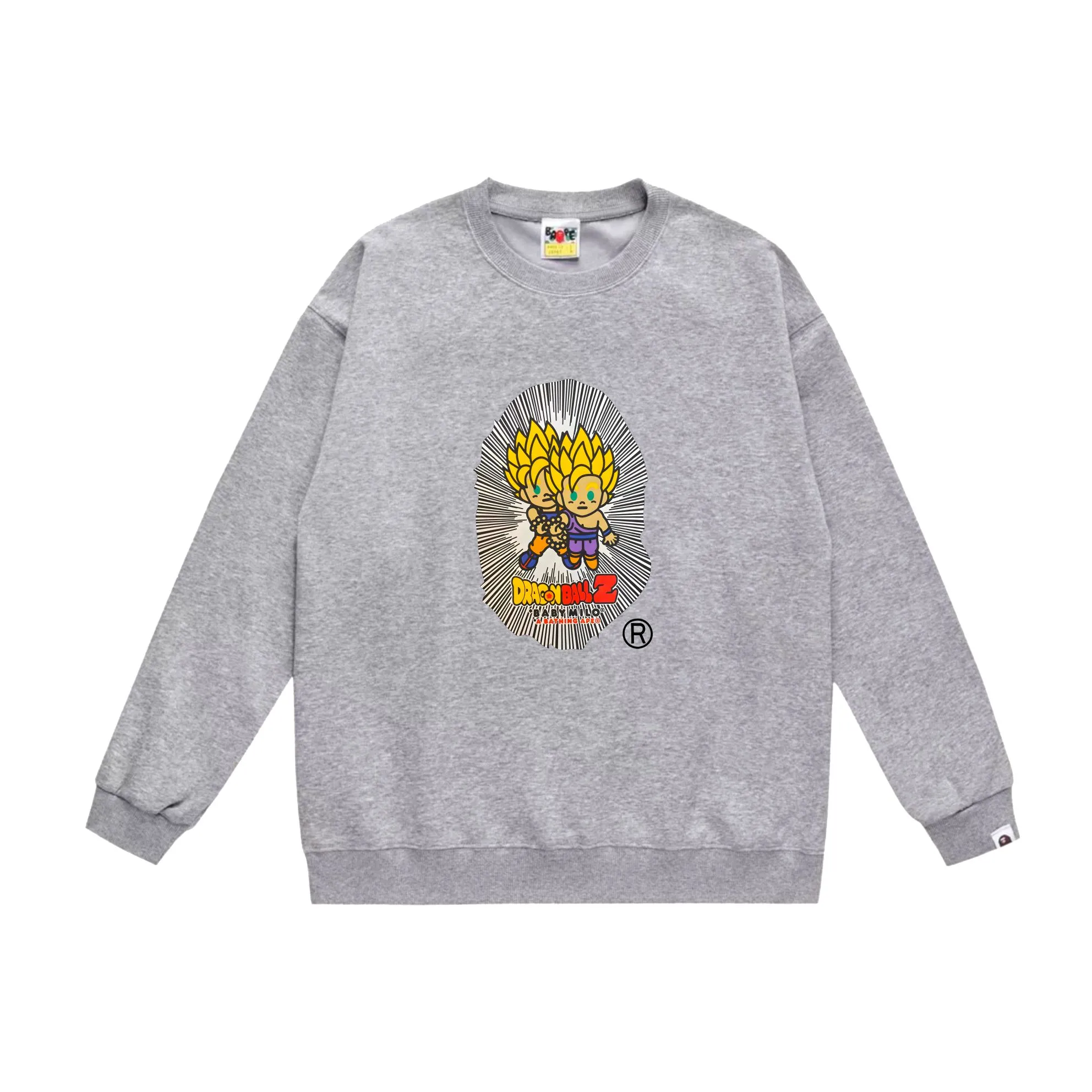 P170 model number SC555# terry 80 plus velvet 85 (top version) BAPE Dragon Ball co-branded Super Saiyan Great Ape human head printed pattern round neck sweatshirt Made of 350g large terry (drop shoulder large version) fabric, soft texture and no pilling Imported environmentally friendly printing glue The pattern is bright and three-dimensional Quality 💥Same style for men and women The upper body is trendy Color: black white gray Size: S M L XL XXL