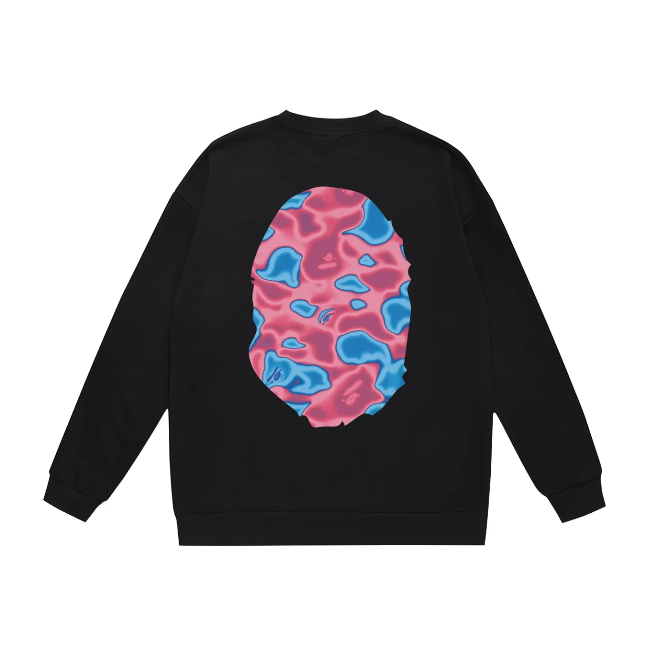 P150 model number SC474# terry 75 plus velvet 80 (top version) BAPE LIQUID CAMO BIG APE big ape head round neck sweatshirt Made of 350 grams of large terry (drop shoulder large version) fabric, soft texture and no pilling Imported environmentally friendly printing glue The pattern is bright and three-dimensional Quality 💥Same style for men and women The upper body is trendy Color: black and red white and red gray red Size: S M L XL XXL