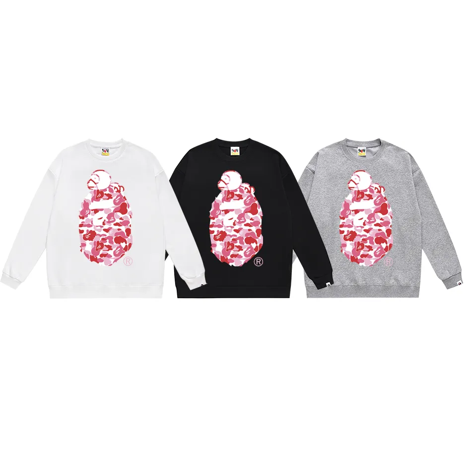 Model No. SC446# Terry p150 plus velvet 160💰 (top version) BAPE sleeping monkey ape head pattern loose round neck sweatshirt. Made of 350g large terry (drop shoulder large version) fabric, soft texture and no pilling. Imported environmentally friendly printing glue. Bright and three-dimensional pattern. Quality💥Same style for men and women. The upper body is trendy. Color: black and blue, white and blue, gray and blue, black and green, white and green, gray and green, black and red, white and red. Gray red Size: S M L XL XXL