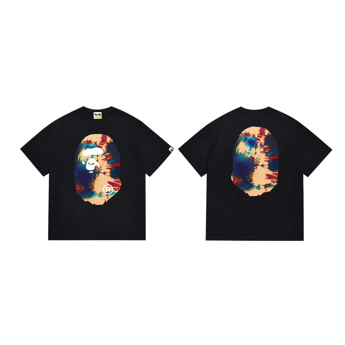 P110 SC015# (top version) Bape's new summer trendy brand ape-man animation printed short-sleeved T-shirt, fashionable men's and women's popular casual half-sleeved shirt. Made of 260 grams of high-quality high-weave pure cotton fabric, double yarn combed, soft texture and no pilling. Imported environmentally friendly printing glue, bright and three-dimensional pattern, quality 💥Same style for men and women. The upper body is trendy. Color: black and white. Size: S M L XL XXL