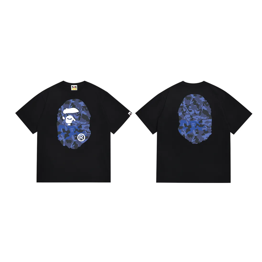 P110 SC028# (top version) BAPE letters desert camouflage ape head double-sided printed short-sleeved T-shirt. Made of 260 grams of high-quality high-weave pure cotton fabric. Double yarn combed. The texture is soft and non-pilling. Imported environmentally friendly printing glue. The pattern is bright and three-dimensional. Quality 💥Same style for men and women. The upper body is trendy. Color: black and white. Size: S M L XL XXL