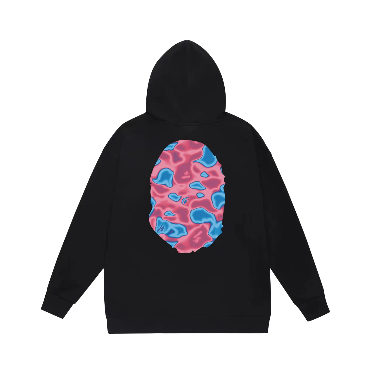 P160 model number SC774# terry 80 plus velvet 90 (top version) BAPE LIQUID CAMO BIG APE hooded sweatshirt Made of 380g large terry (drop shoulder large version) fabric, soft and non-pilling, imported environmentally friendly printing glue, bright and three-dimensional pattern, quality 💥Same style for men and women. The upper body is trendy. Color: black and red, white and red, gray and red, size: S M L XL XXL