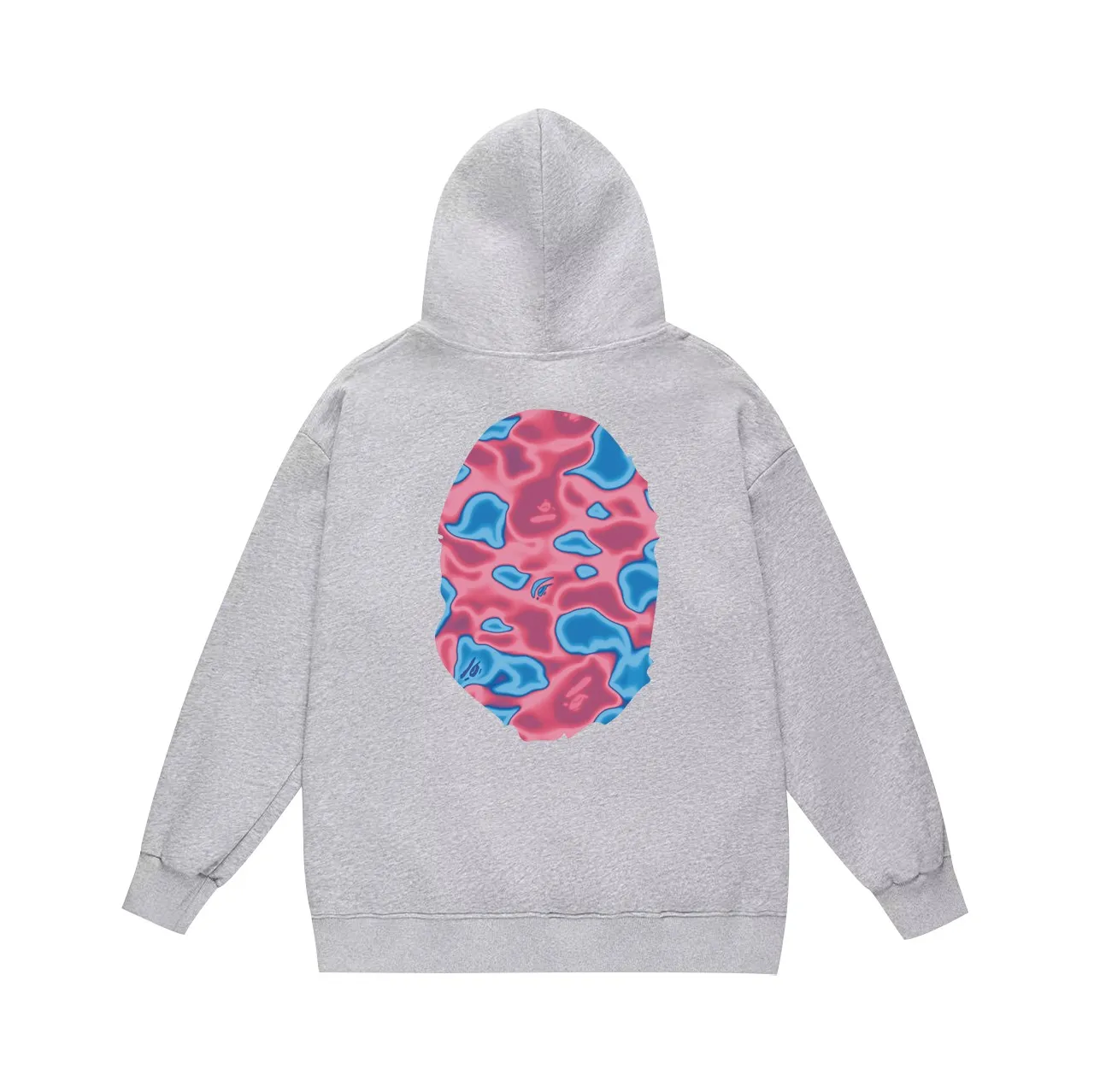 P160 model number SC774# terry 80 plus velvet 90 (top version) BAPE LIQUID CAMO BIG APE hooded sweatshirt Made of 380g large terry (drop shoulder large version) fabric, soft and non-pilling, imported environmentally friendly printing glue, bright and three-dimensional pattern, quality 💥Same style for men and women. The upper body is trendy. Color: black and red, white and red, gray and red, size: S M L XL XXL