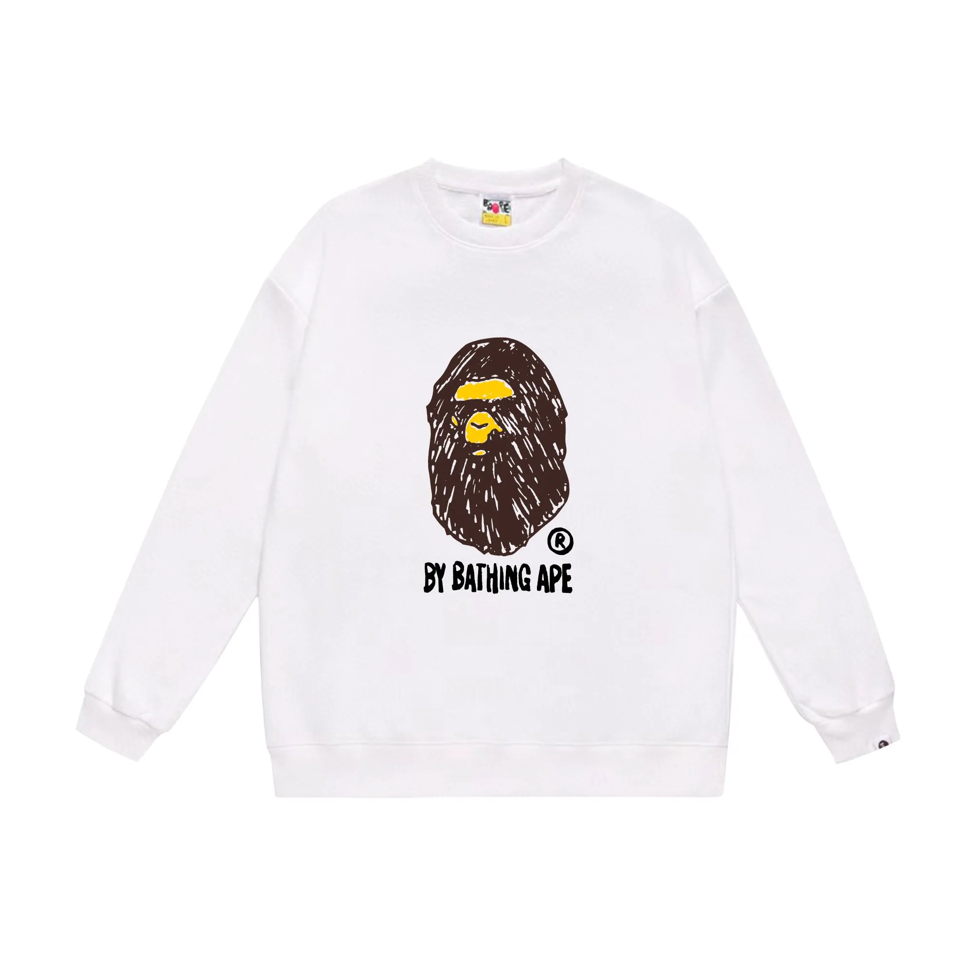 P170 model number SC541# terry 80 plus velvet 85 (top version) BAPE FANS SCARF DRAW hand-painted graffiti ape head letter print pattern round neck sweatshirt Made of 350 grams of large terry (drop shoulder large version) fabric, soft and non-pilling texture, imported environmentally friendly printing glue, bright and three-dimensional pattern, quality 💥Same style for men and women, the upper body is fashionable Color: black white gray Size: S M L XL XXL