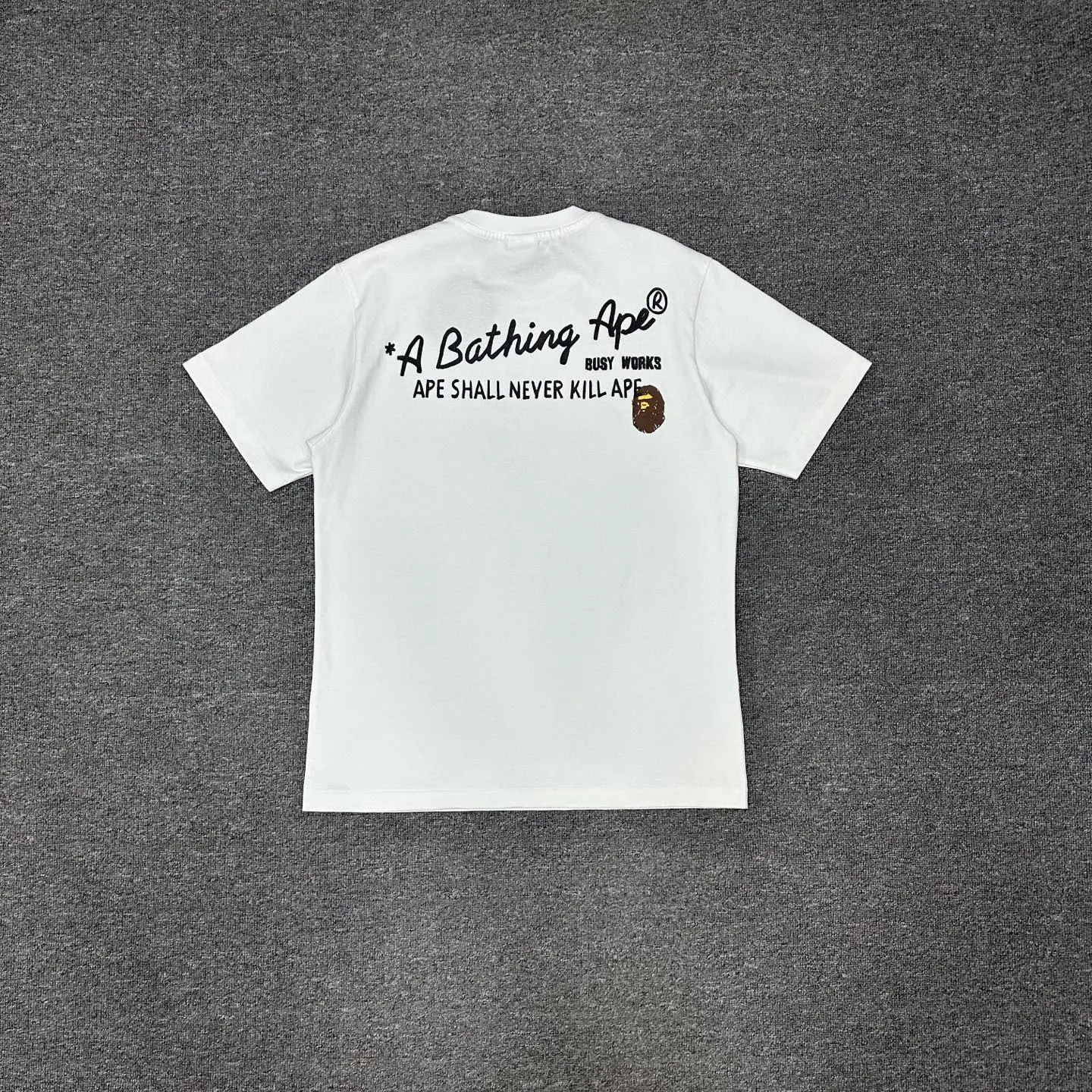 💰140 BAPE Return to College Series Hand-painted pattern short-sleeved T-shirt 280g weight linen cotton fabric ZP version Couple style: S-XXL [Black White]