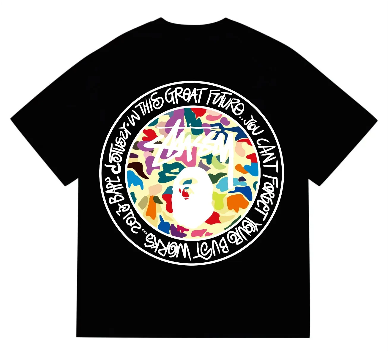 SC217#p110💰 (Top version) BAPE×Stussy co-branded Stussy letter ape print T-shirt Made of 260 grams of high-quality high-weave pure cotton fabric, double yarn combed, soft texture and no pilling Imported environmentally friendly printing glue, bright and three-dimensional pattern, quality 💥Same style for men and women, the upper body is fashionable Color: black and white print, gray and white print, pink and white print, red and white print, white and black print, gray and black print, red and black print Pink and black print Size: S M L XL XXL