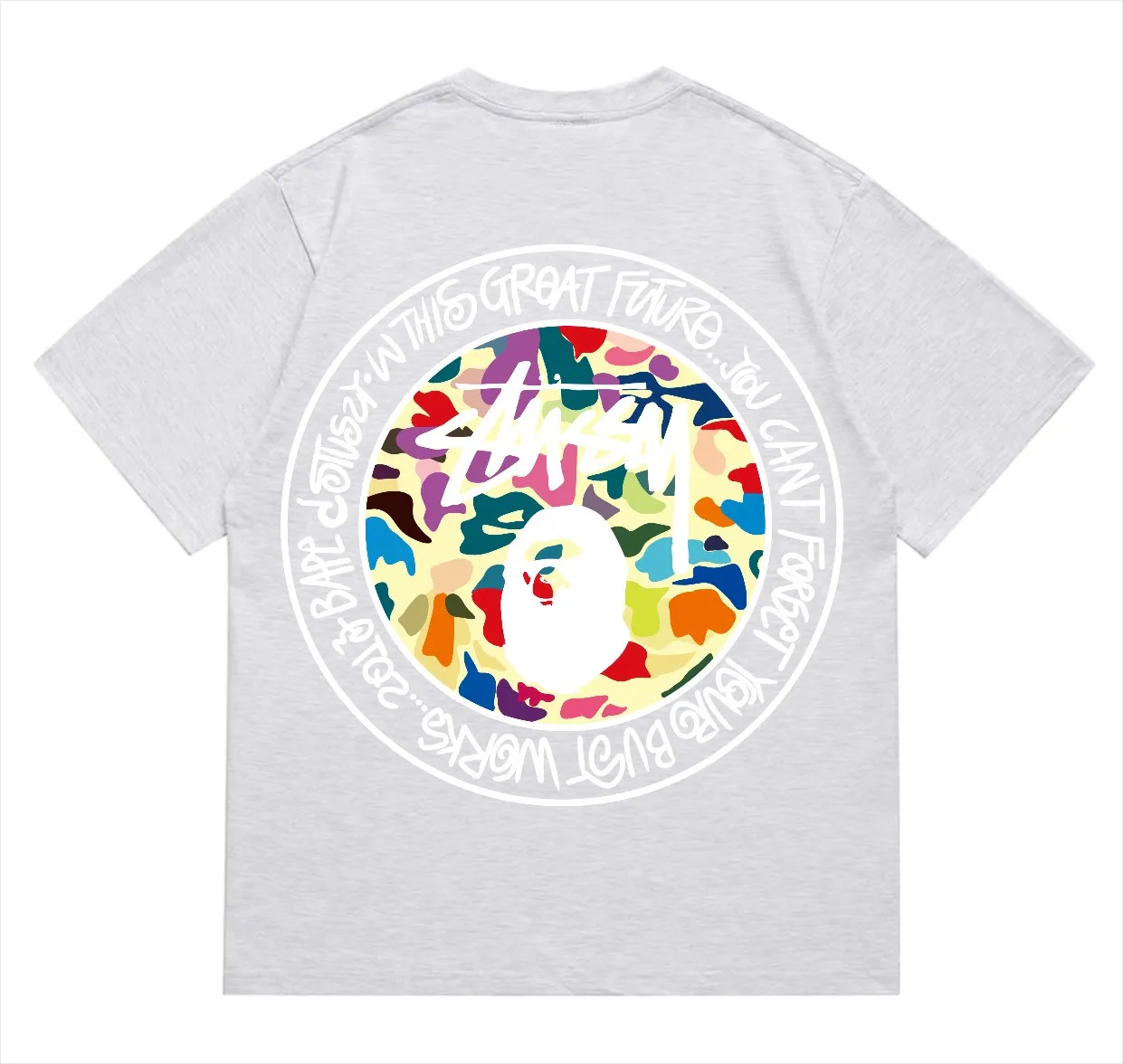 SC217#p110💰 (Top version) BAPE×Stussy co-branded Stussy letter ape print T-shirt Made of 260 grams of high-quality high-weave pure cotton fabric, double yarn combed, soft texture and no pilling Imported environmentally friendly printing glue, bright and three-dimensional pattern, quality 💥Same style for men and women, the upper body is fashionable Color: black and white print, gray and white print, pink and white print, red and white print, white and black print, gray and black print, red and black print Pink and black print Size: S M L XL XXL