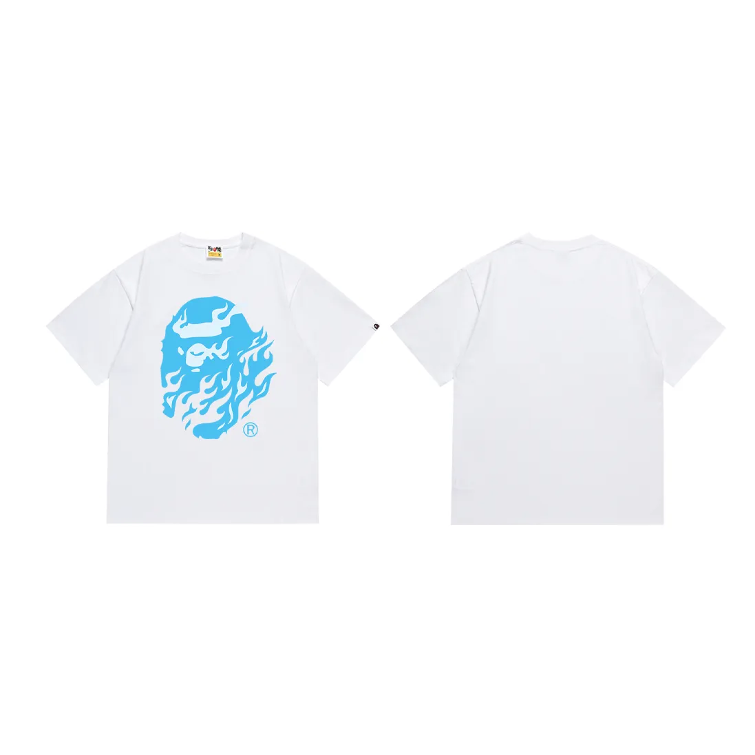 SC229#p110💰 (top version) BAPE SS24 flame ape head print round neck short-sleeved T-shirt Made of 260 grams of high-quality high-weave pure cotton fabric, double yarn combed, soft texture and no pilling Imported environmentally friendly printing glue, bright and three-dimensional pattern, quality 💥Same style for men and women, the upper body is fashionable Color: black white Size: S M L XL XXL