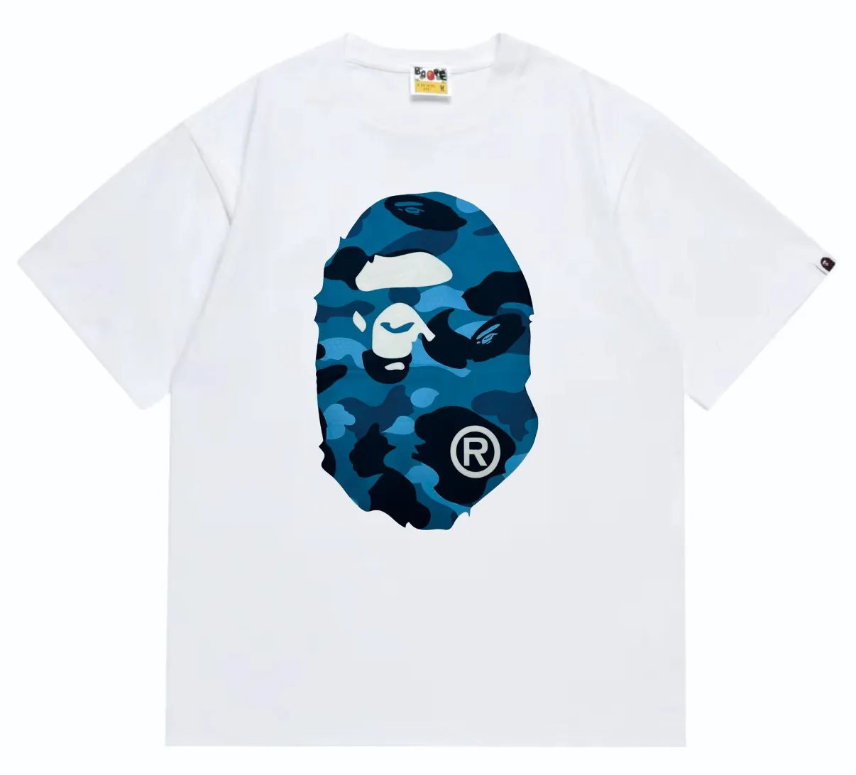 SC252#p110💰 (Top version) BAPE honeycomb camouflage letters great ape head double-sided printed T-shirt. Made of 260 grams of high-quality high-weave pure cotton fabric. Double yarn combed, soft texture and no pilling. Imported environmentally friendly printing glue. The pattern is bright and three-dimensional. The quality is the same for men and women. The upper body is trendy. Color: black and blue, white and blue, black and gray, white and gray. Size: S M L XL XXL