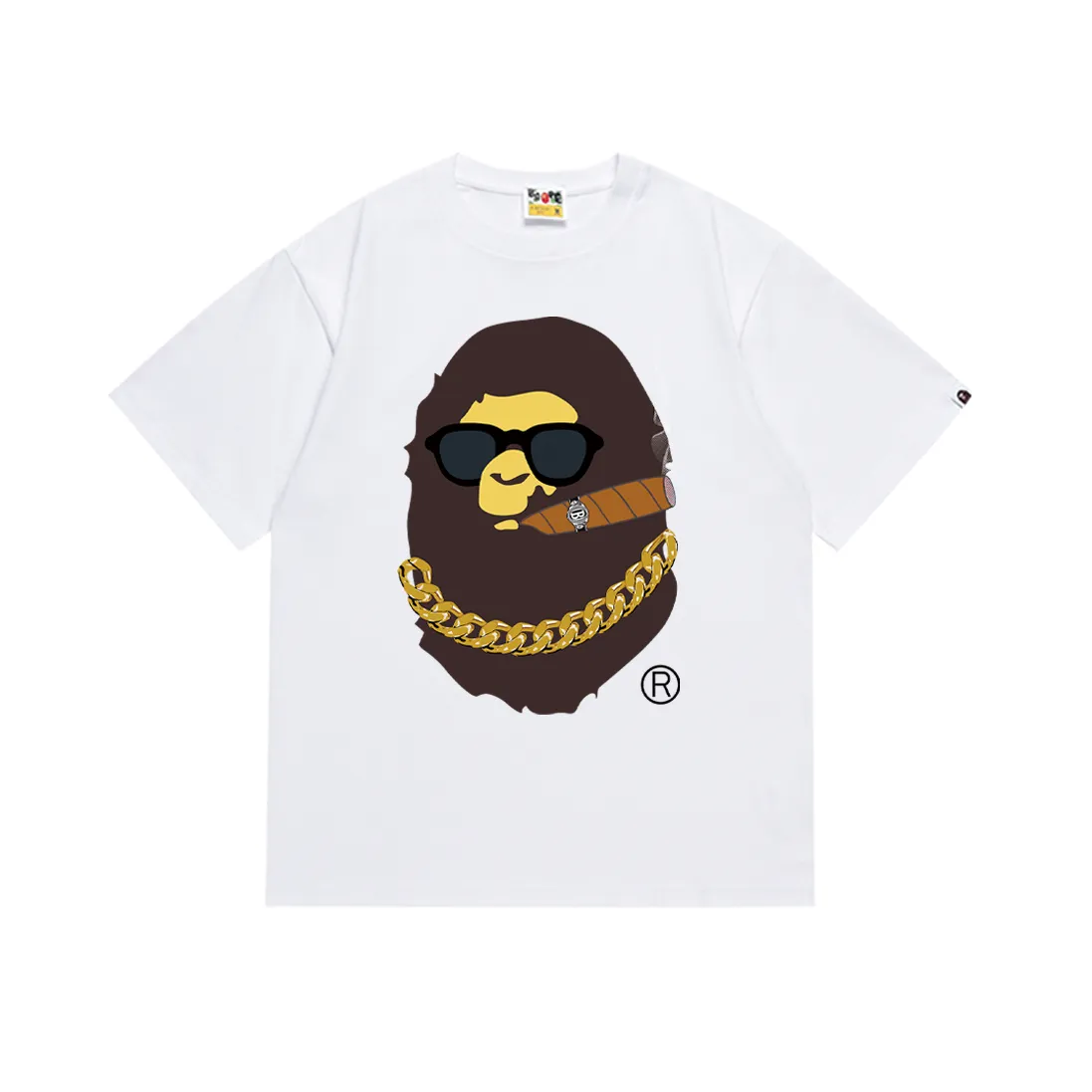 SC186#p110💰 (top version) BAPE ape head smoking print Los Angeles limited T-shirt Made of 260 grams of high-quality high-weave pure cotton fabric, double yarn combed, soft texture and no pilling Imported environmentally friendly printing glue, bright and three-dimensional pattern, quality 💥Same style for men and women, the upper body is fashionable Color: black white Size: S M L XL XXL