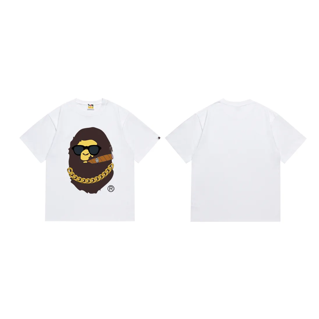 SC186#p110💰 (top version) BAPE ape head smoking print Los Angeles limited T-shirt Made of 260 grams of high-quality high-weave pure cotton fabric, double yarn combed, soft texture and no pilling Imported environmentally friendly printing glue, bright and three-dimensional pattern, quality 💥Same style for men and women, the upper body is fashionable Color: black white Size: S M L XL XXL