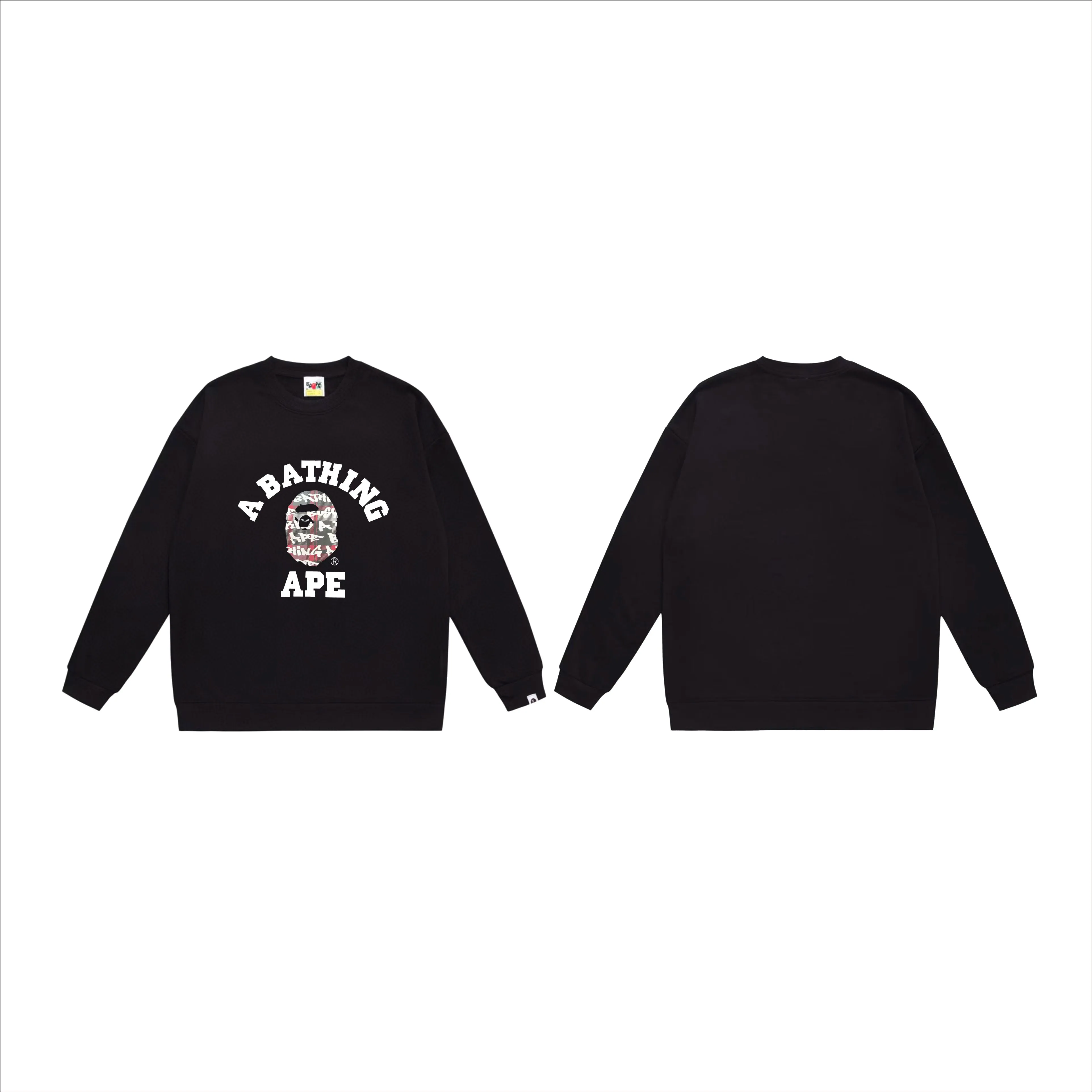 P170 model number SC559# terry 80 plus velvet 85 (top version) BAPE ape head letter print graffiti plaid pattern round neck sweatshirt. Made of 350g large terry (drop shoulder large version) fabric, soft texture and no pilling. Imported environmentally friendly printing glue, bright and three-dimensional pattern. Quality 💥Same style for men and women. The upper body is trendy. Color: black and blue, white and blue, gray and blue, black and red, white and red, gray and red. Size: S M L XL XXL